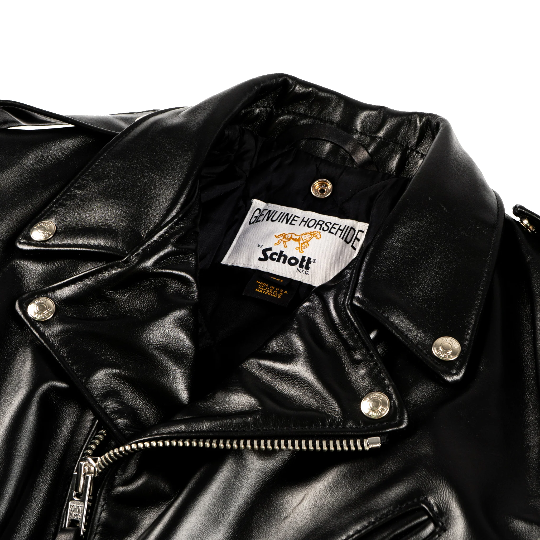 618HH - Horsehide Perfecto Leather Jacket - Black - Image 3