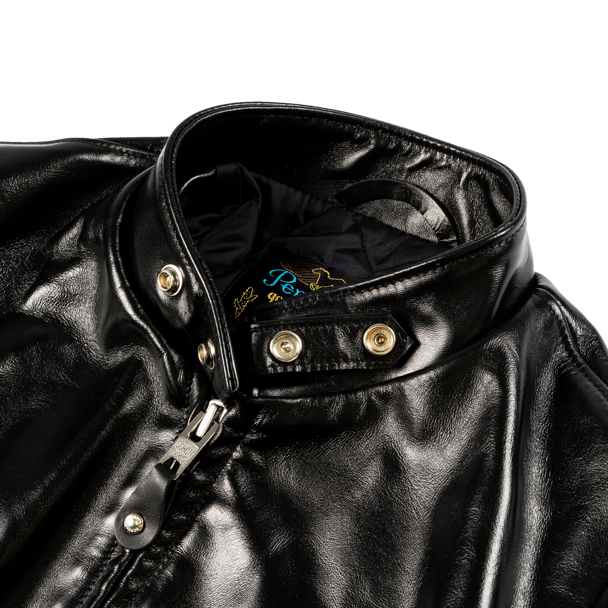 641HH - Racer Black Leather Motorcycle Jacket in Horsehide - Black - Image 3