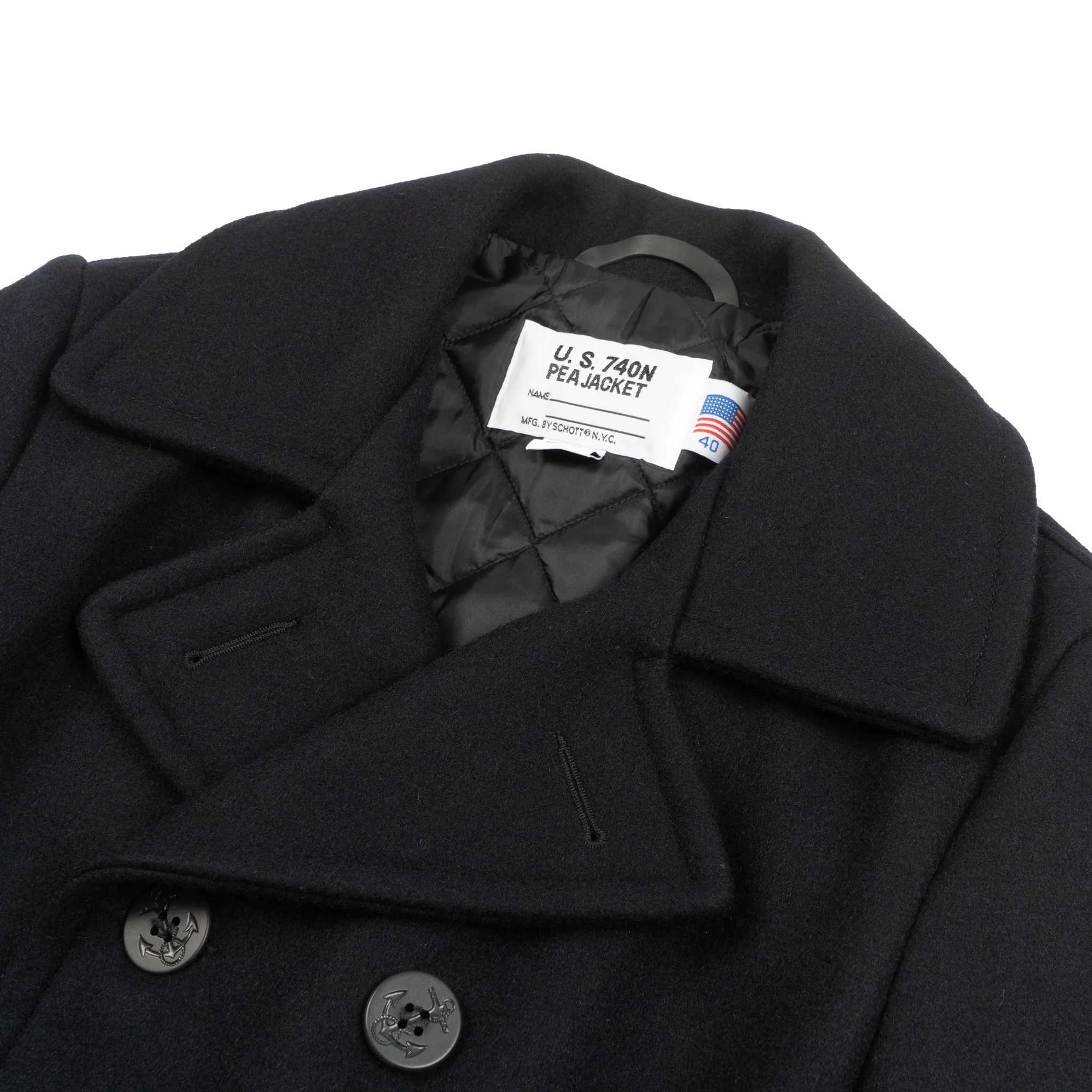 740 - Classic Melton Wool Navy Pea Coat - New Navy - Image 3