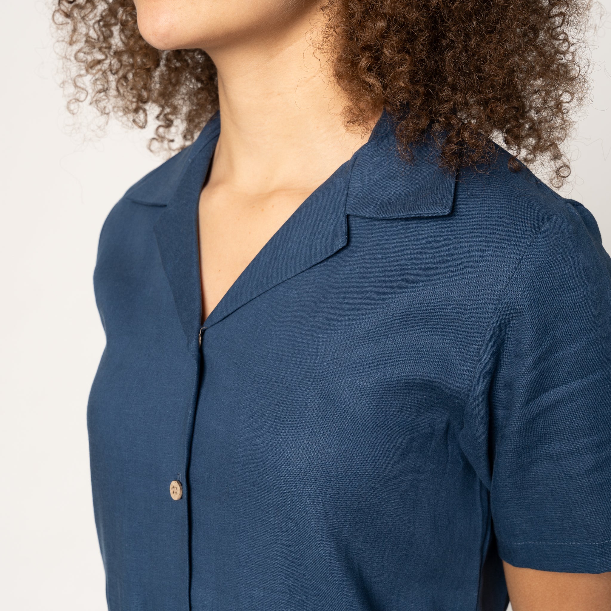 Aloha Dress - French Linen Fine Canvas - Blue - Image 4