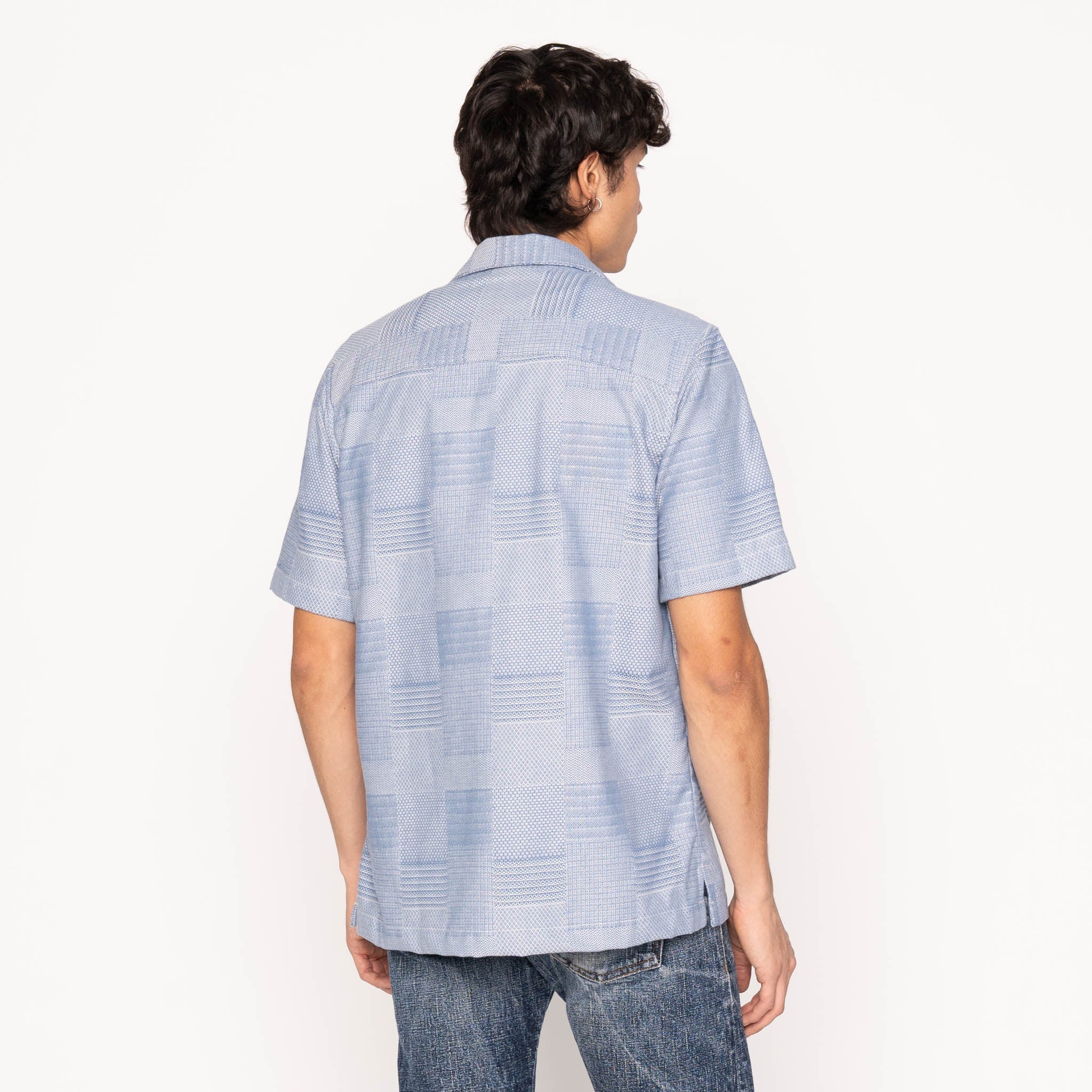Aloha Shirt - Dobby Patchwork - Pale Blue - Image 3