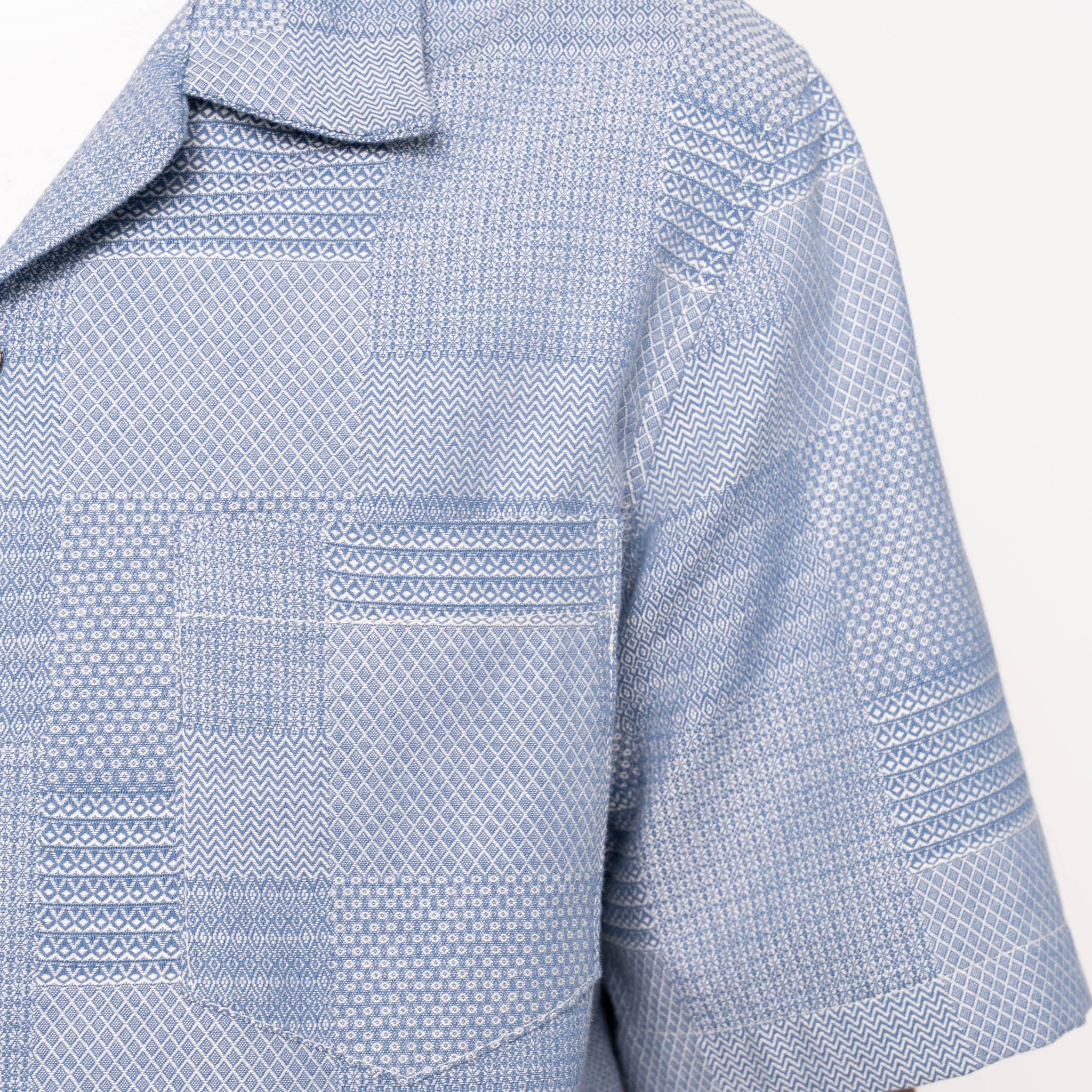 Aloha Shirt - Dobby Patchwork - Pale Blue - Image 5