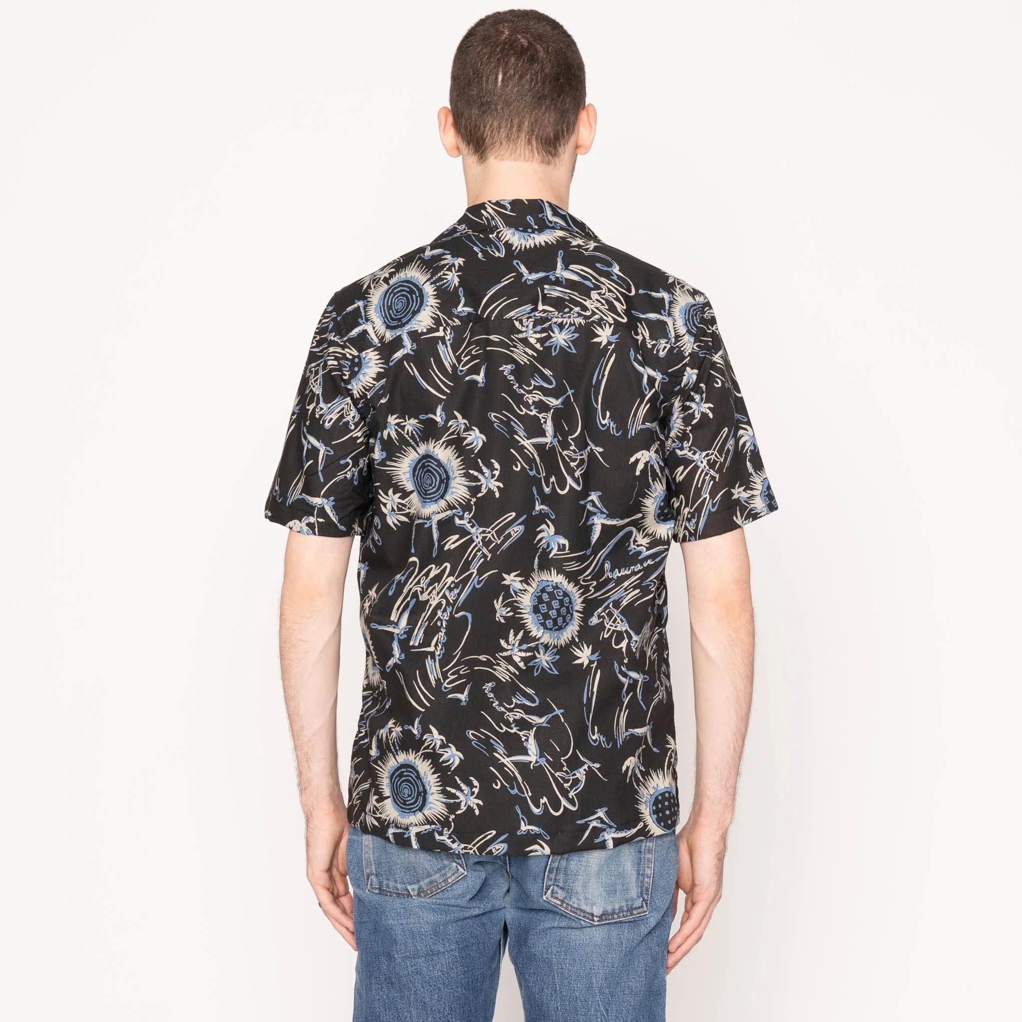 Aloha Shirt - Waikiki Waves - Black - Image 3
