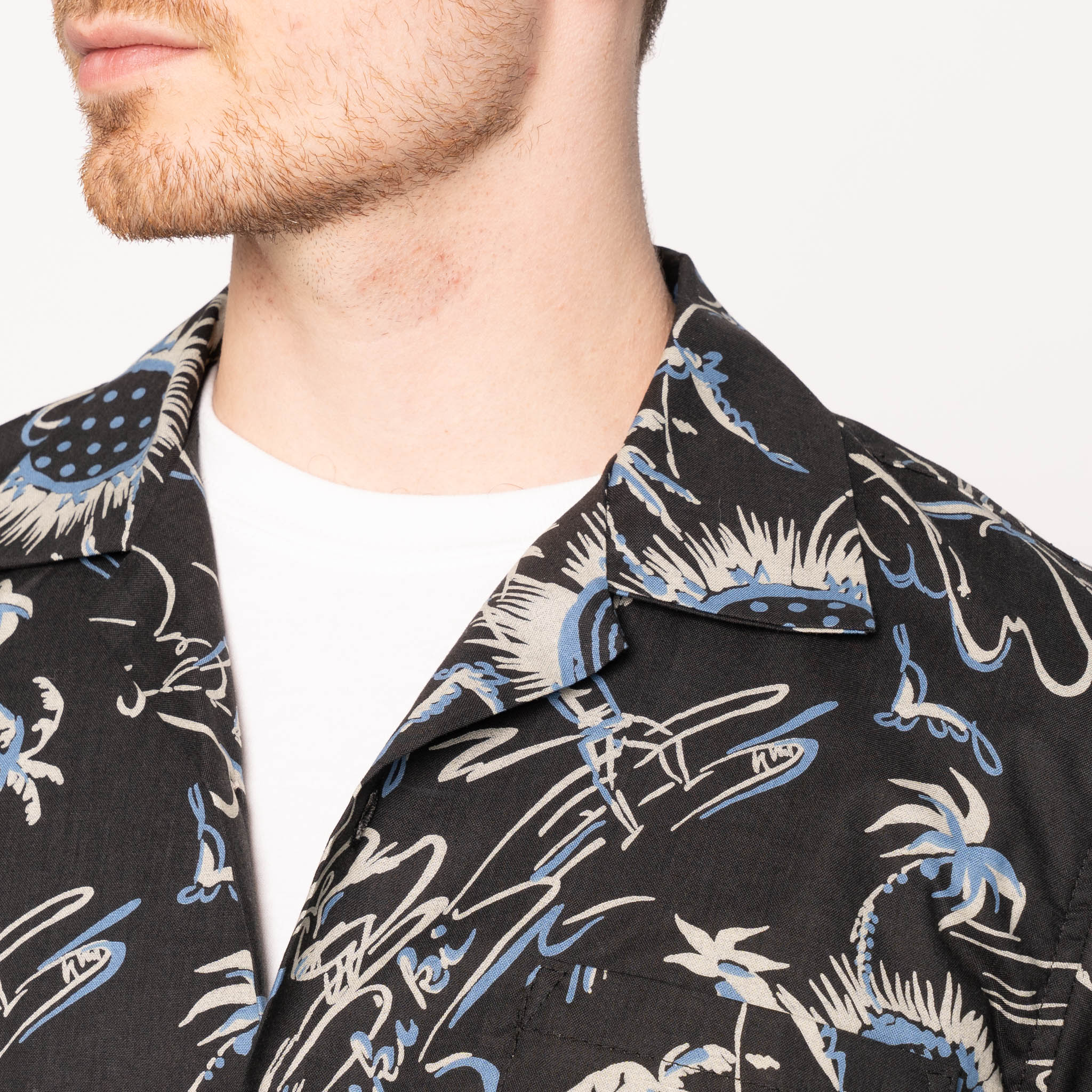 Aloha Shirt - Waikiki Waves - Black - Image 4