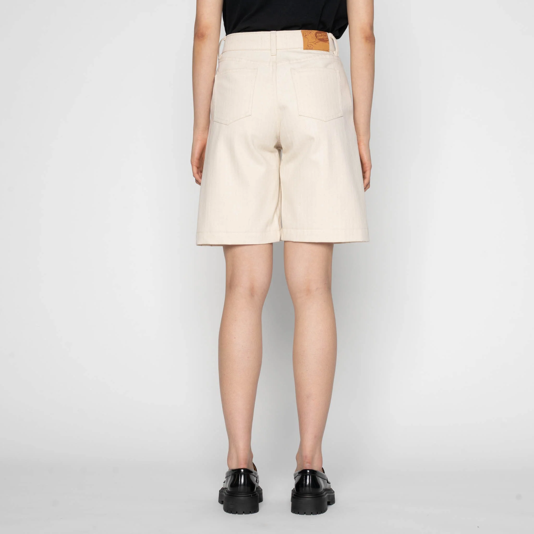Andie Shorts - Hard Twist Organic Herringbone - Ecru - Image 4