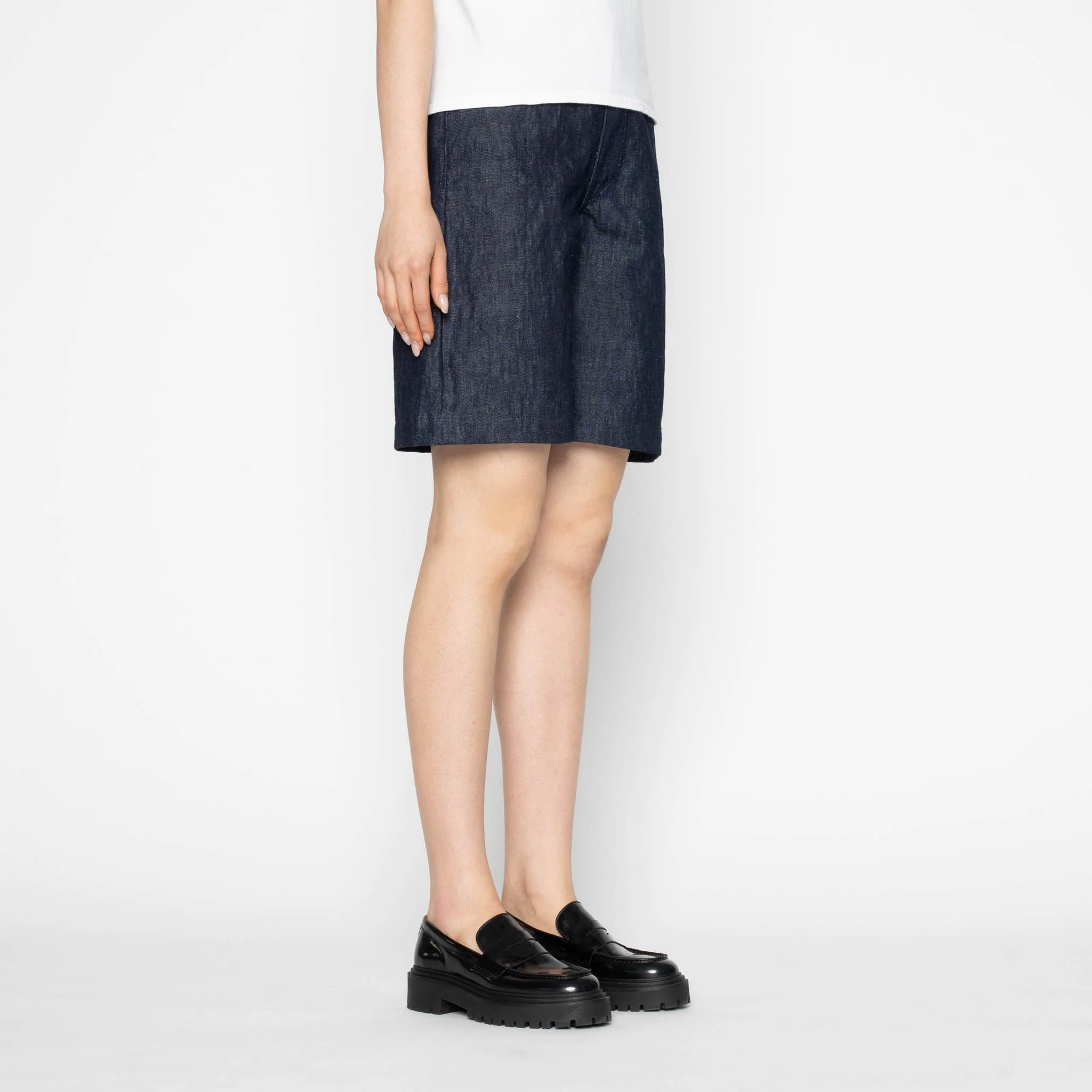Andie Shorts - Linen Blend Denim - Indigo - Image 3