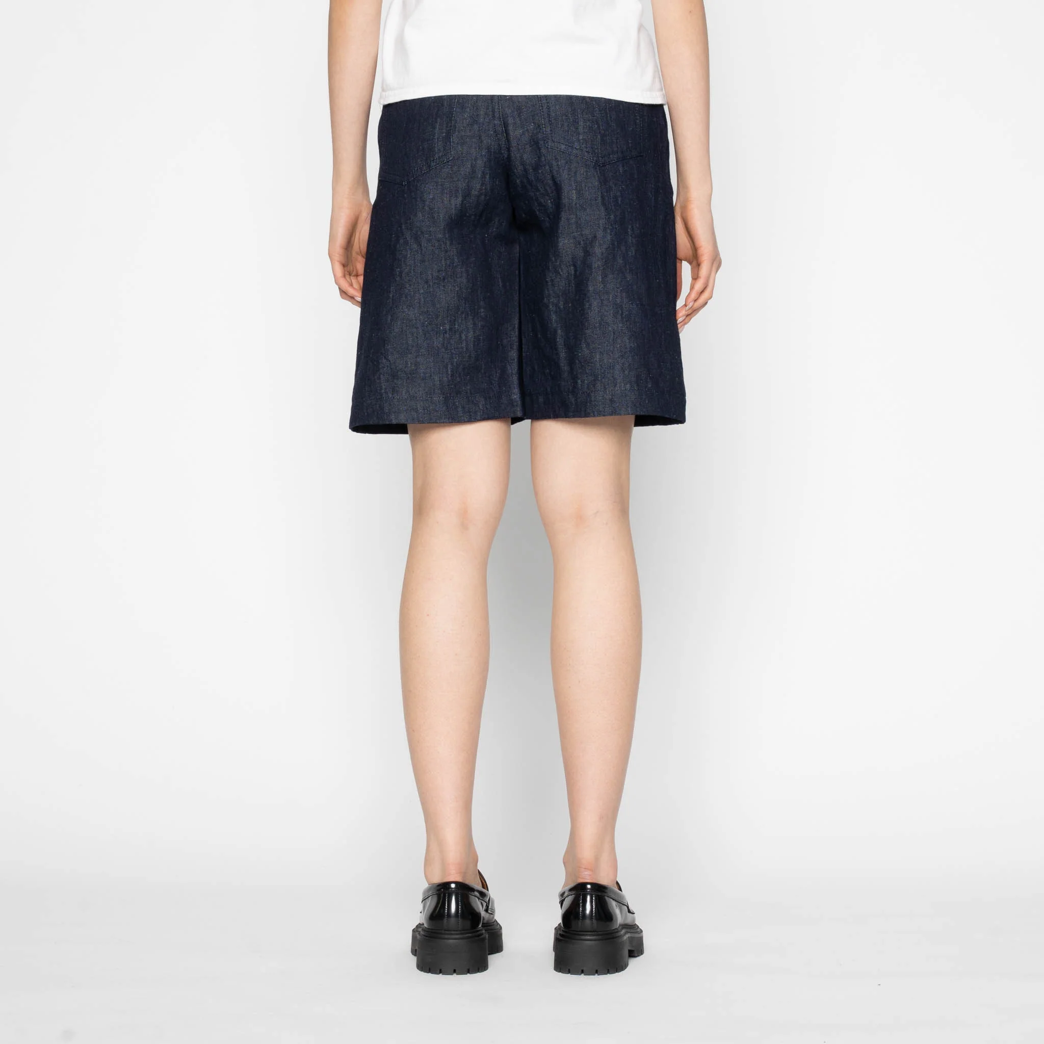 Andie Shorts - Linen Blend Denim - Indigo - Image 4