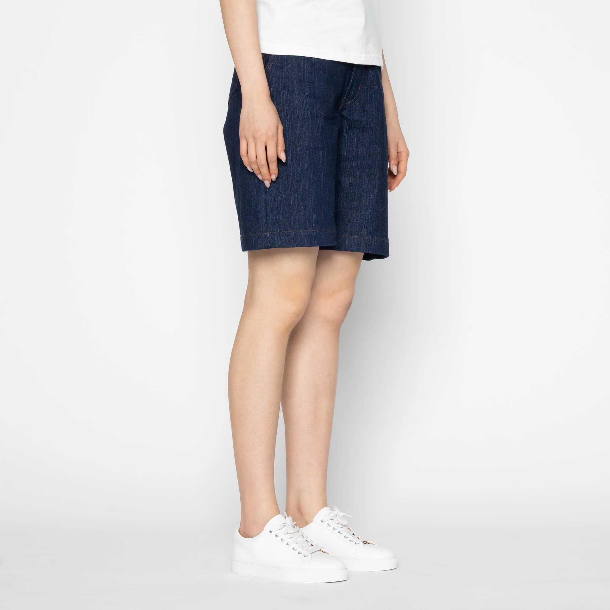 Andie Shorts - Vertical Slub Denim - Indigo - Image 3