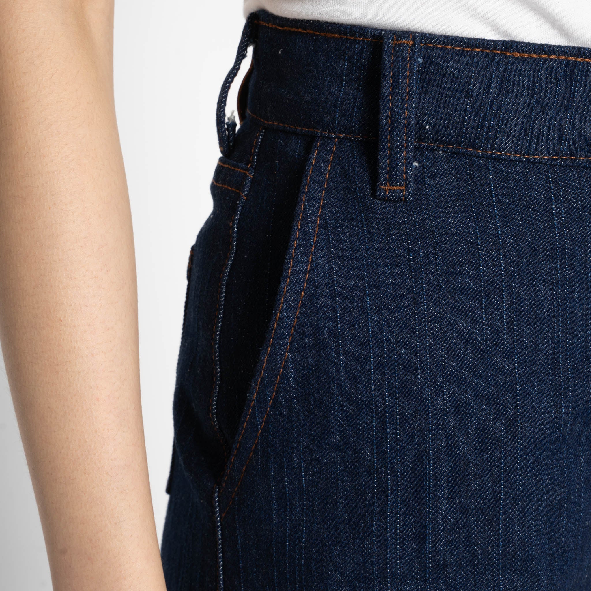 Andie Shorts - Vertical Slub Denim - Indigo - Image 5