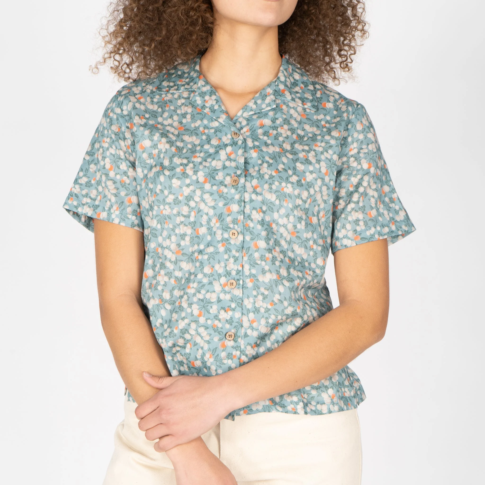 Camp Collar Shirt - Fruit Print - Cyan - Image 2