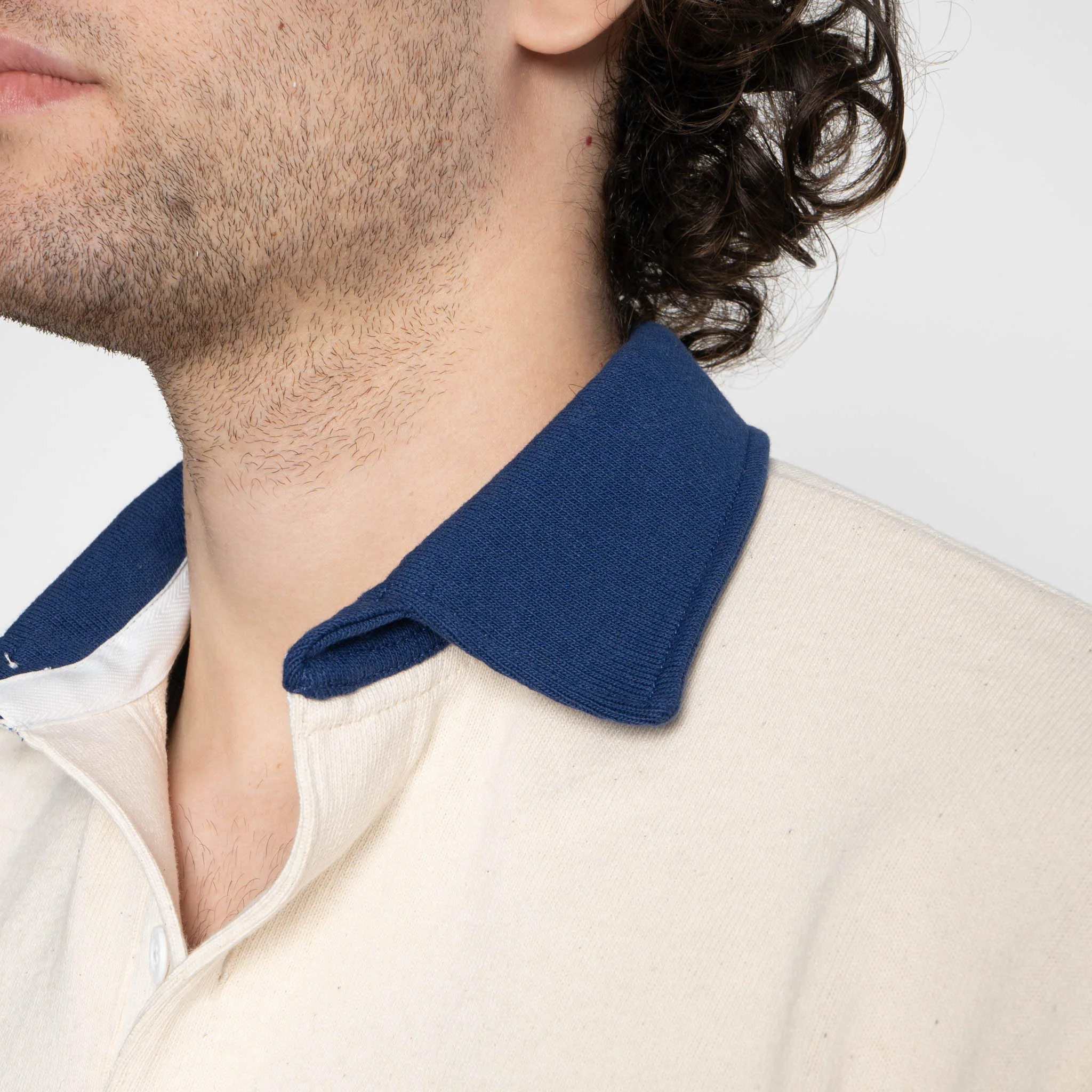 Classic Rugby Jersey - Ivory/Dark Red/Deep Blue - Image 4