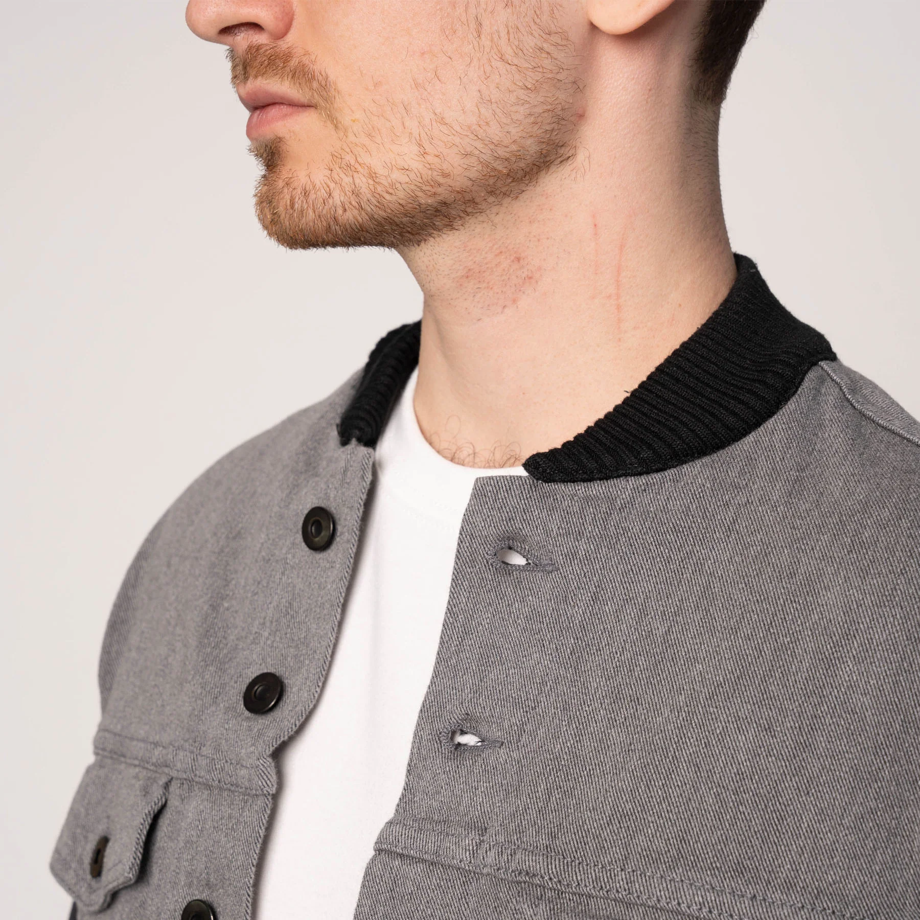 Color Block Denim Jacket - Black/Grey - Image 4
