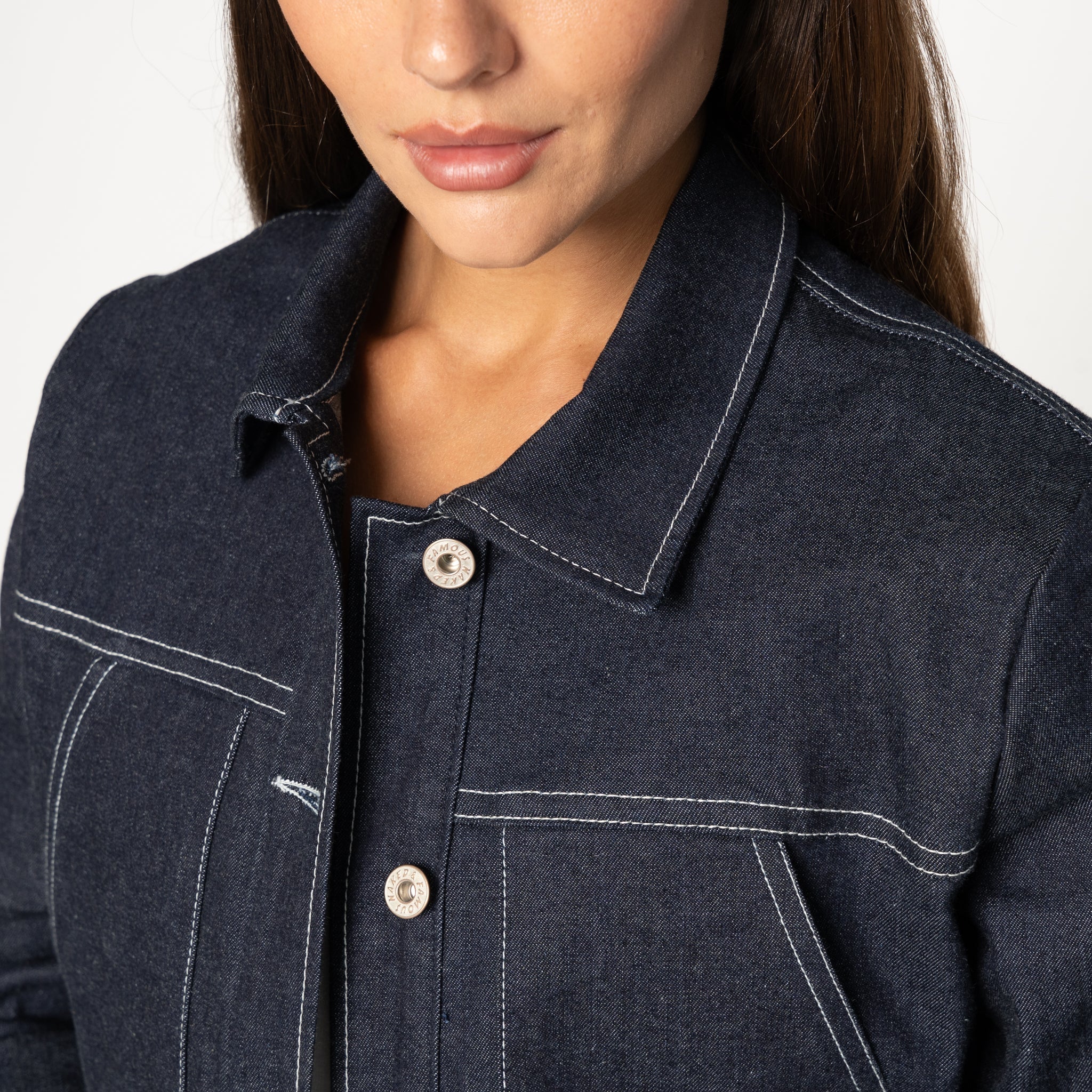 Cropped Denim Jacket - Slub Nep Stretch - Image 4