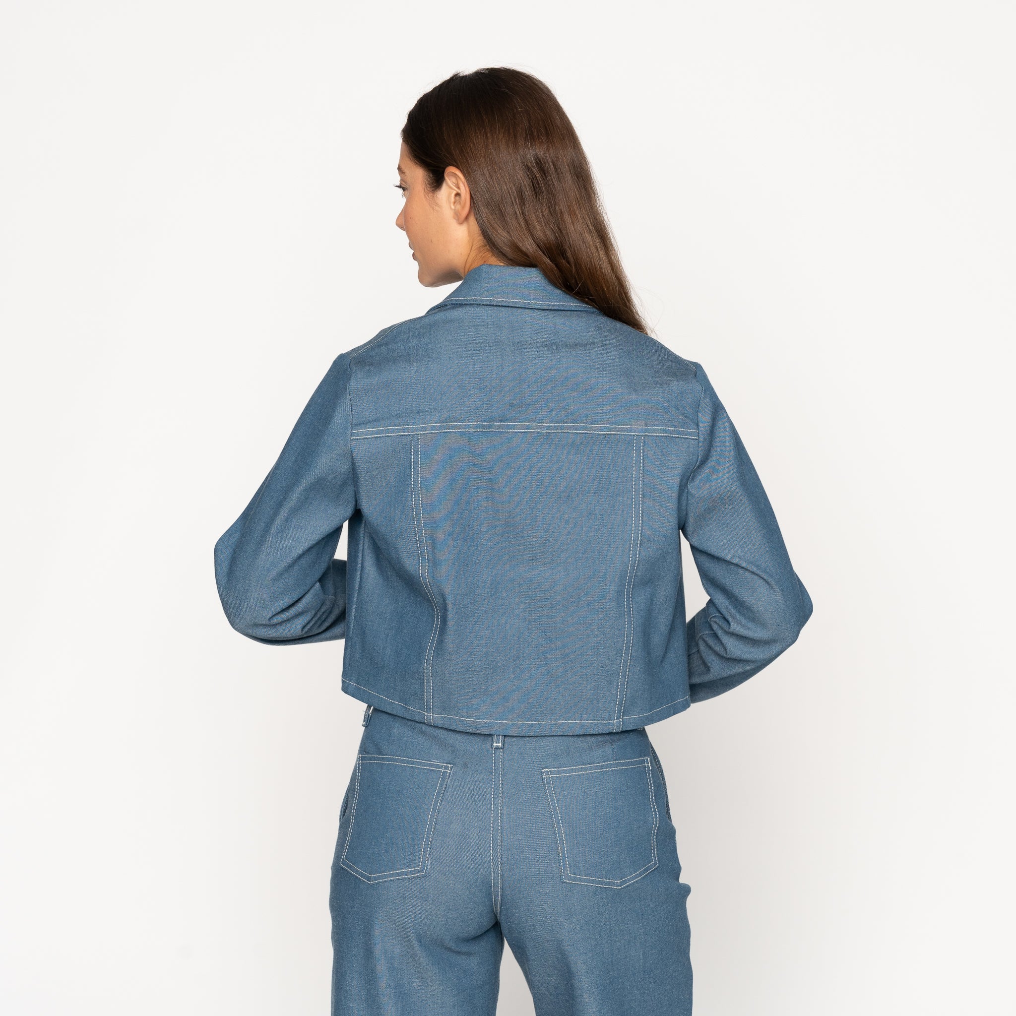 Cropped Jacket - Antique Blue Denim Stretch - Image 3