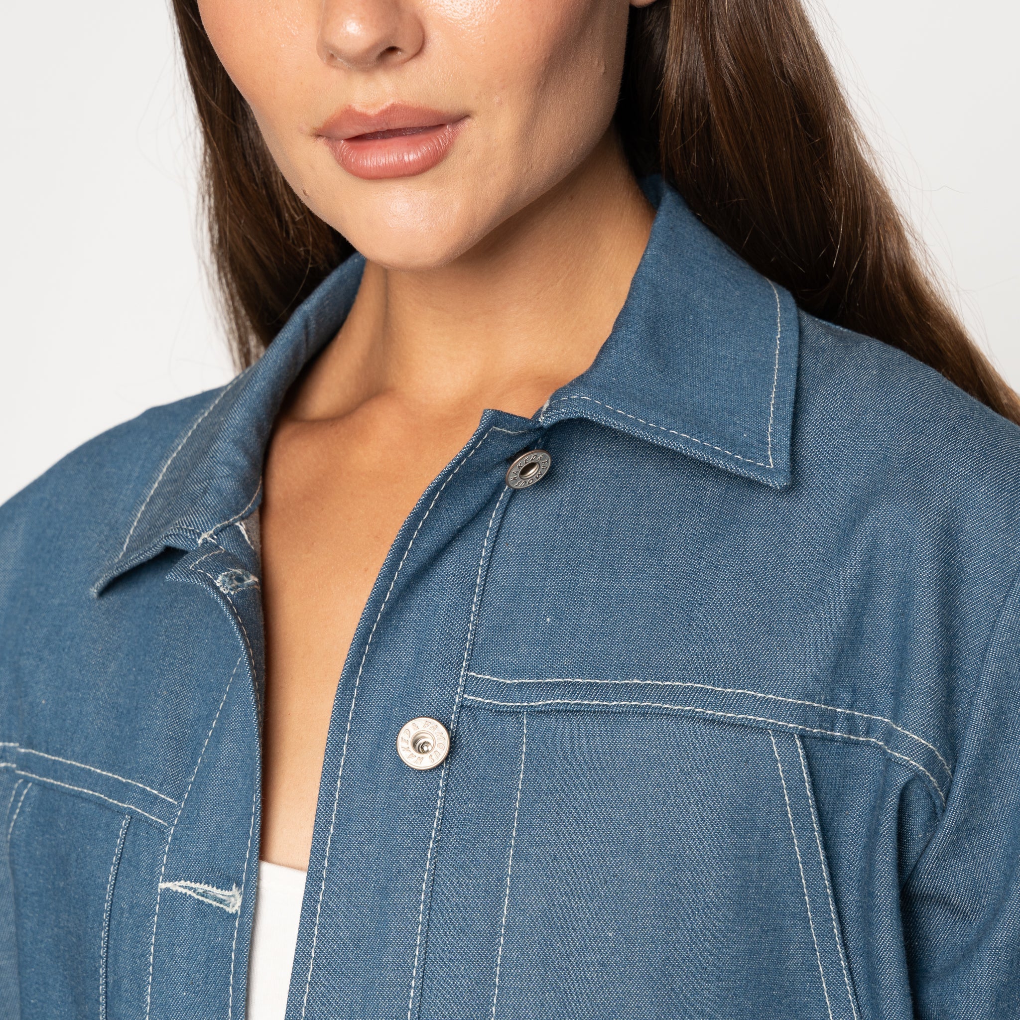 Cropped Jacket - Antique Blue Denim Stretch - Image 4