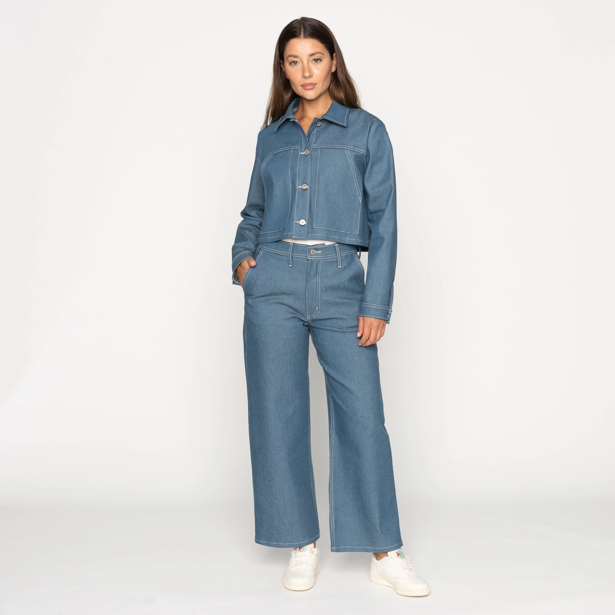 Cropped Jacket - Antique Blue Denim Stretch - Image 6