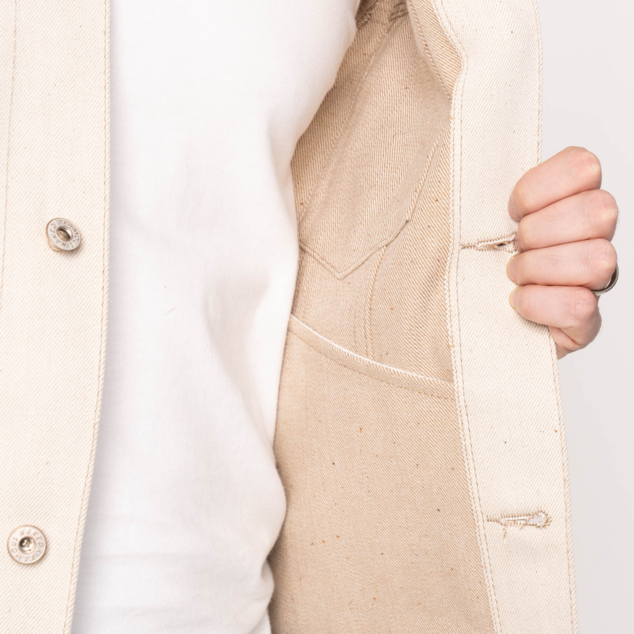 Denim Jacket - All Natural Ecru Foxfibre® Selvedge - Image 5