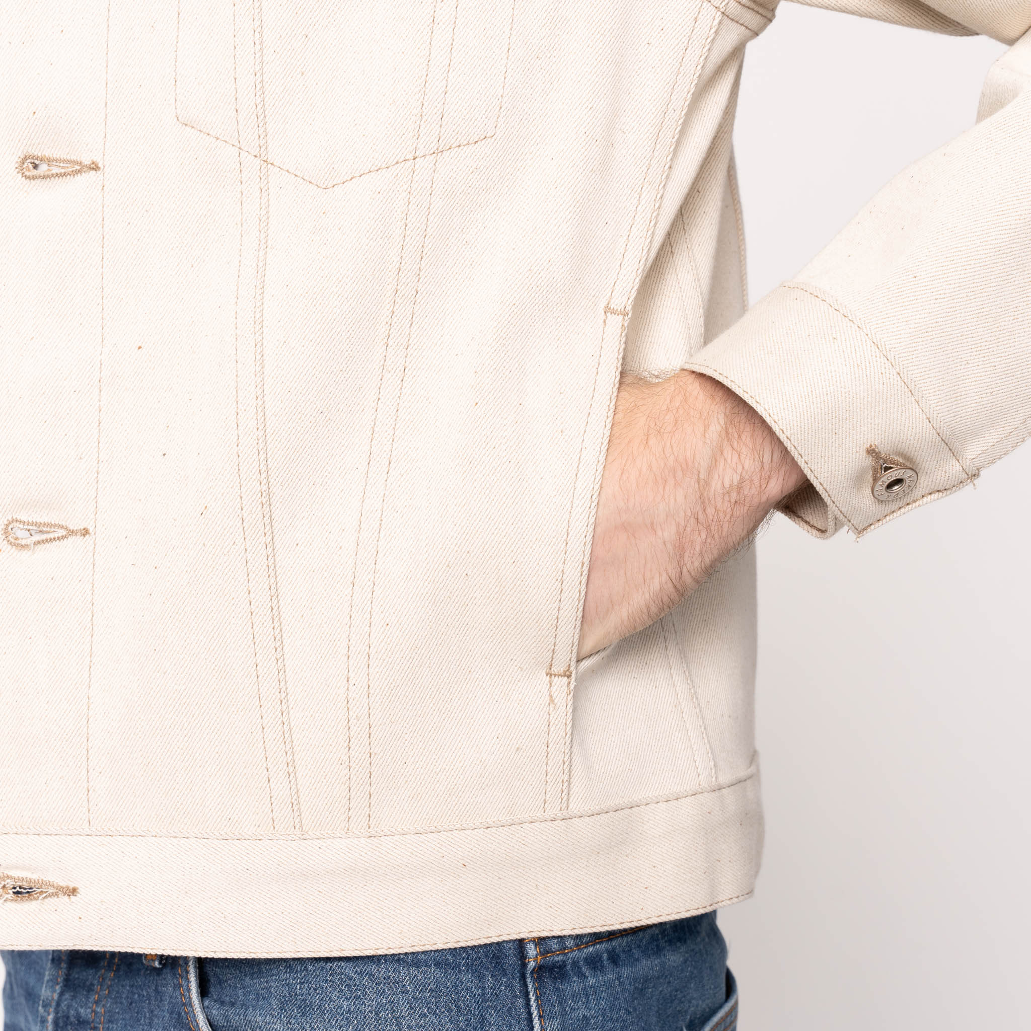 Denim Jacket - All Natural Ecru Foxfibre® Selvedge - Image 6