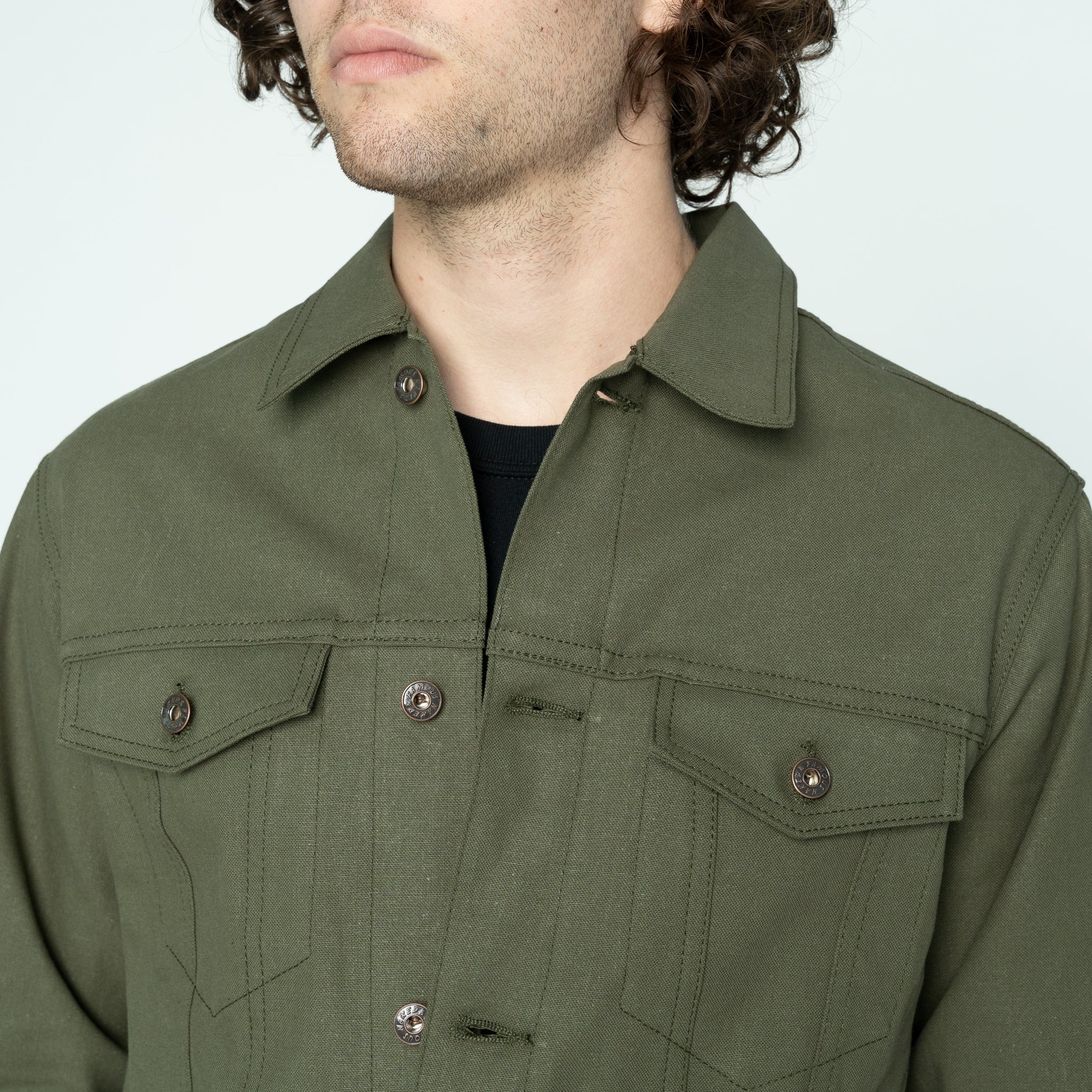 Denim Jacket - Army Green Duck Selvedge - Image 4