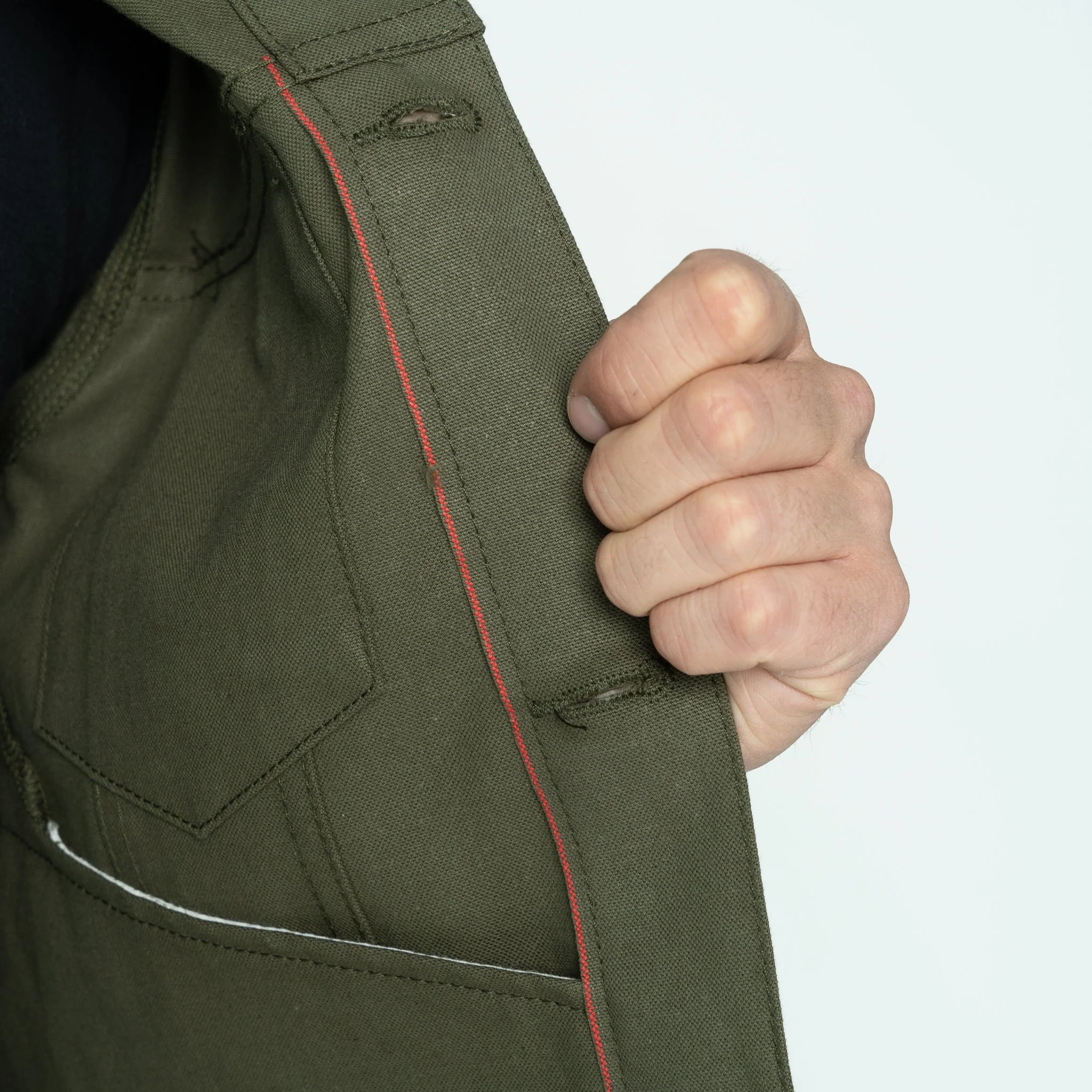 Denim Jacket - Army Green Duck Selvedge - Image 5