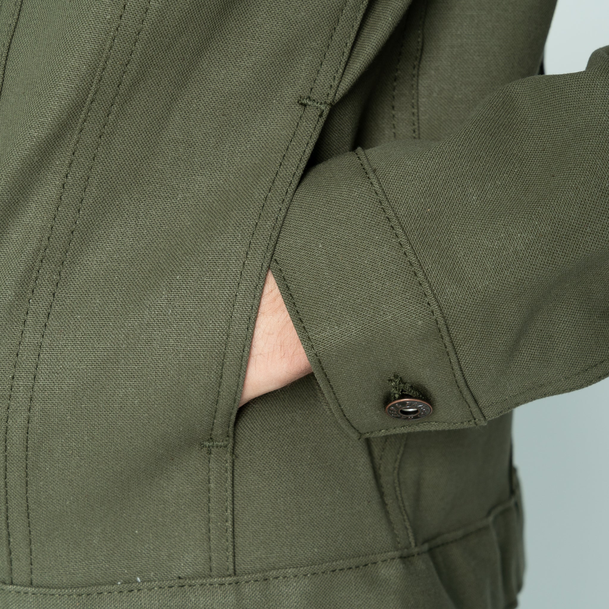 Denim Jacket - Army Green Duck Selvedge - Image 6