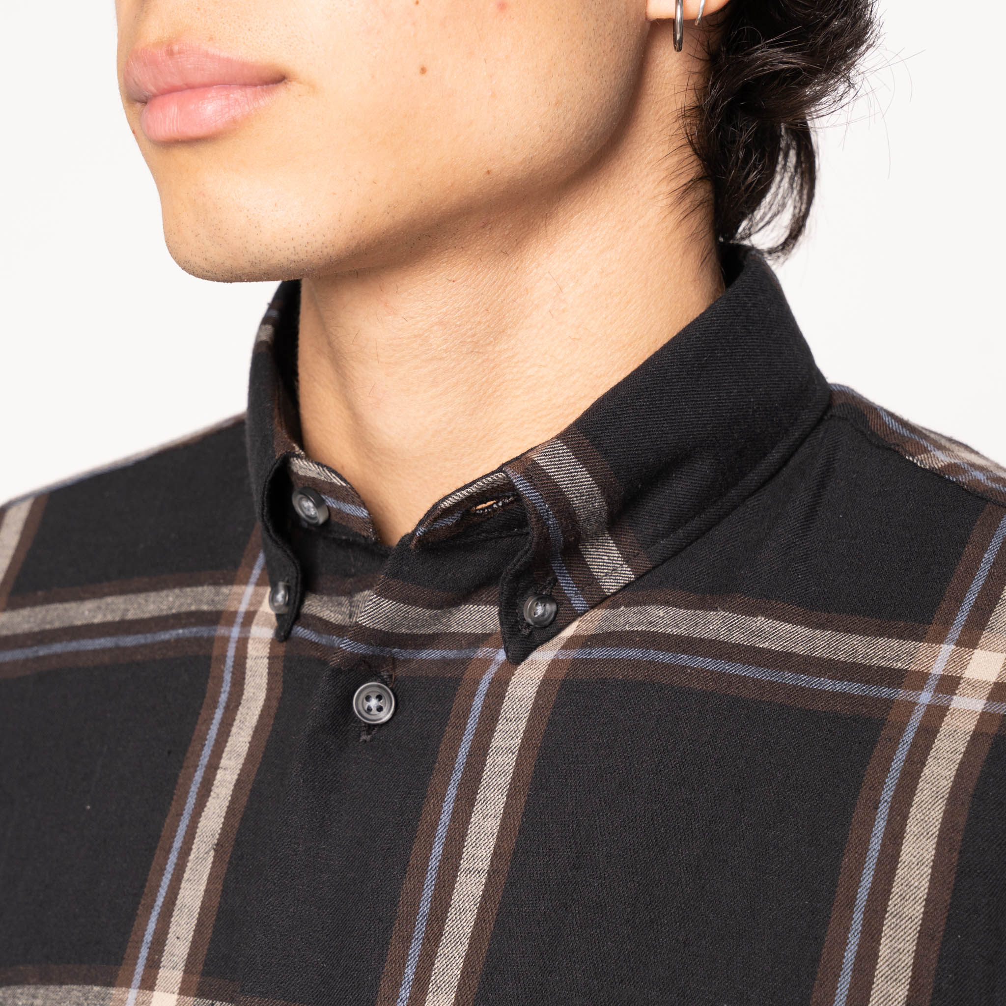 Easy Shirt - Hemp Blend Check - Black - Image 3