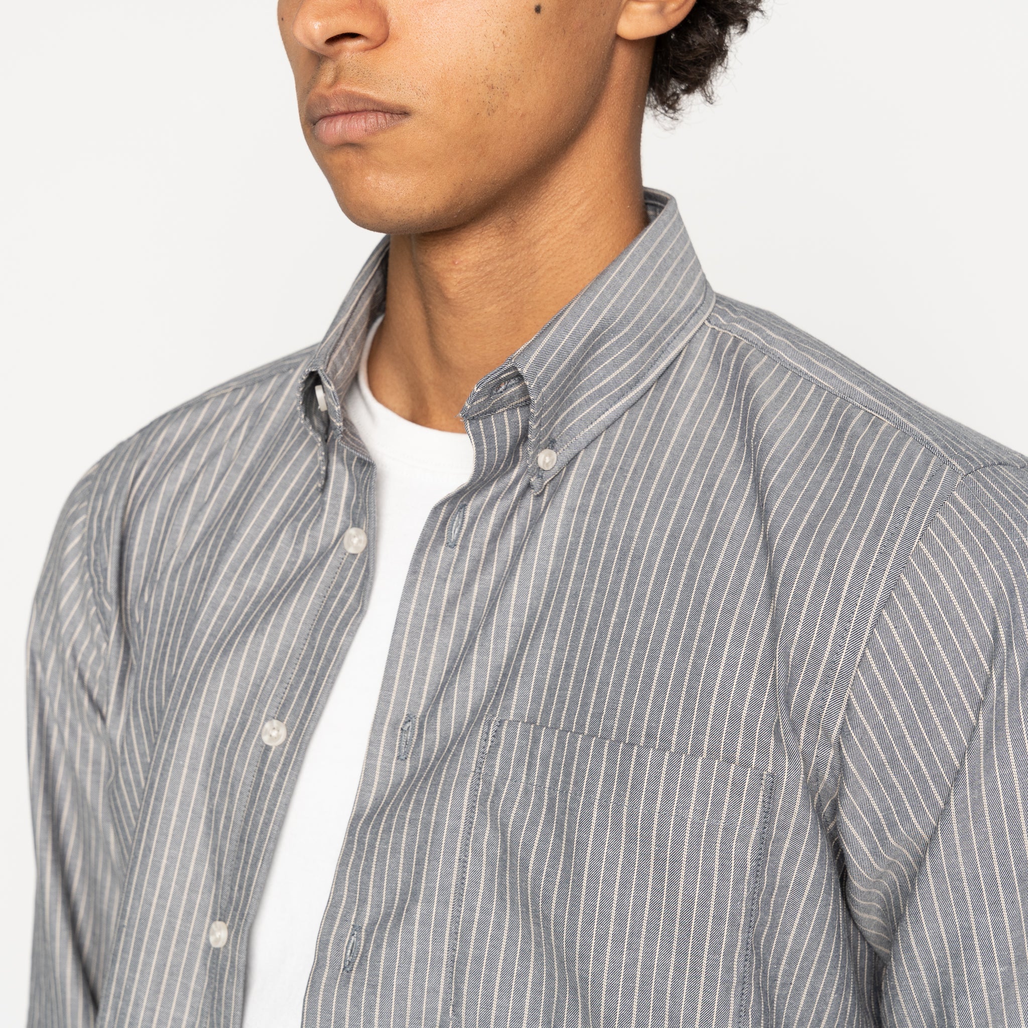 Easy Shirt  - Soft Finish Classic Stripe - Indigo - Image 4