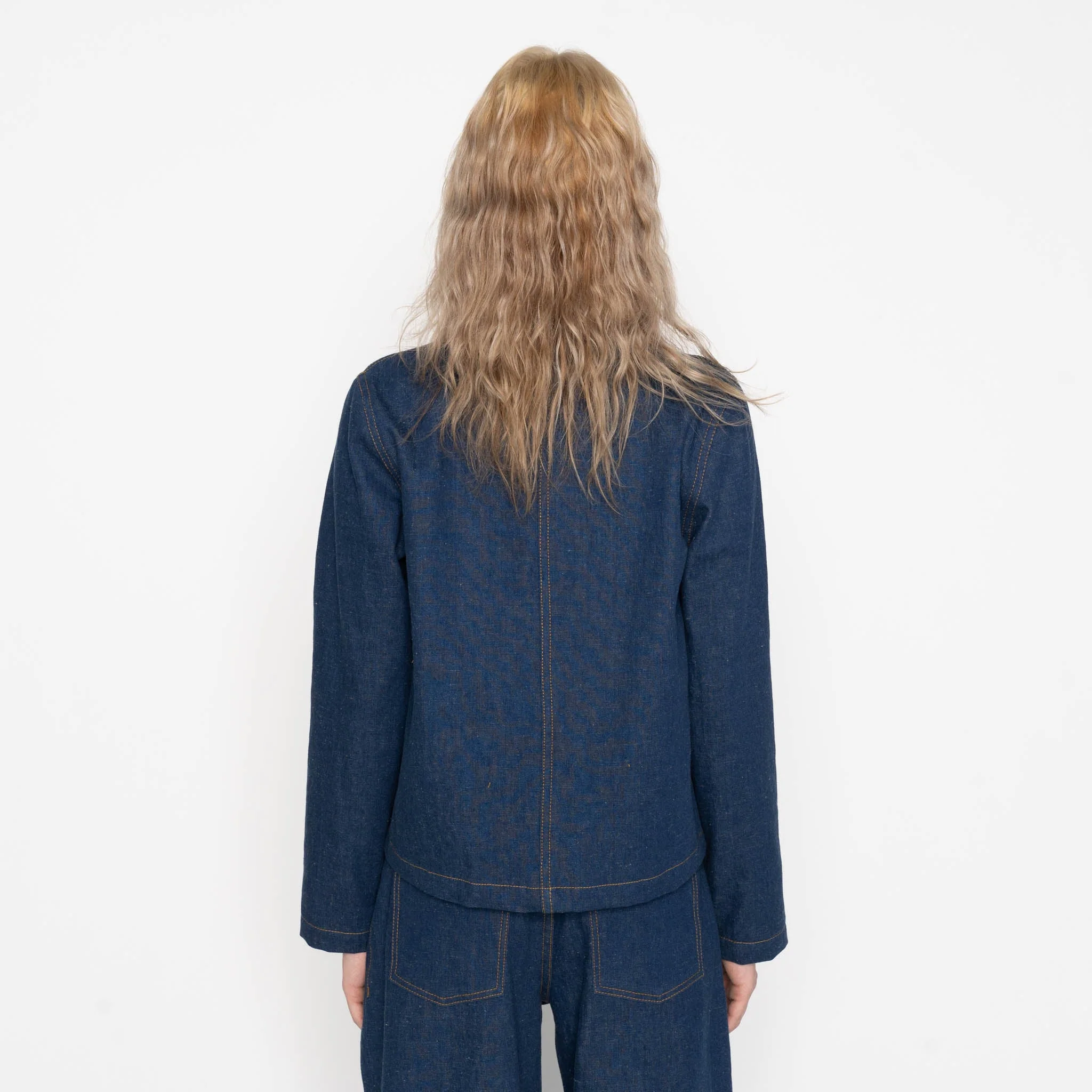 Gracie Jacket - 2x1 Dungaree Nep Denim - Mid Indigo - Image 3