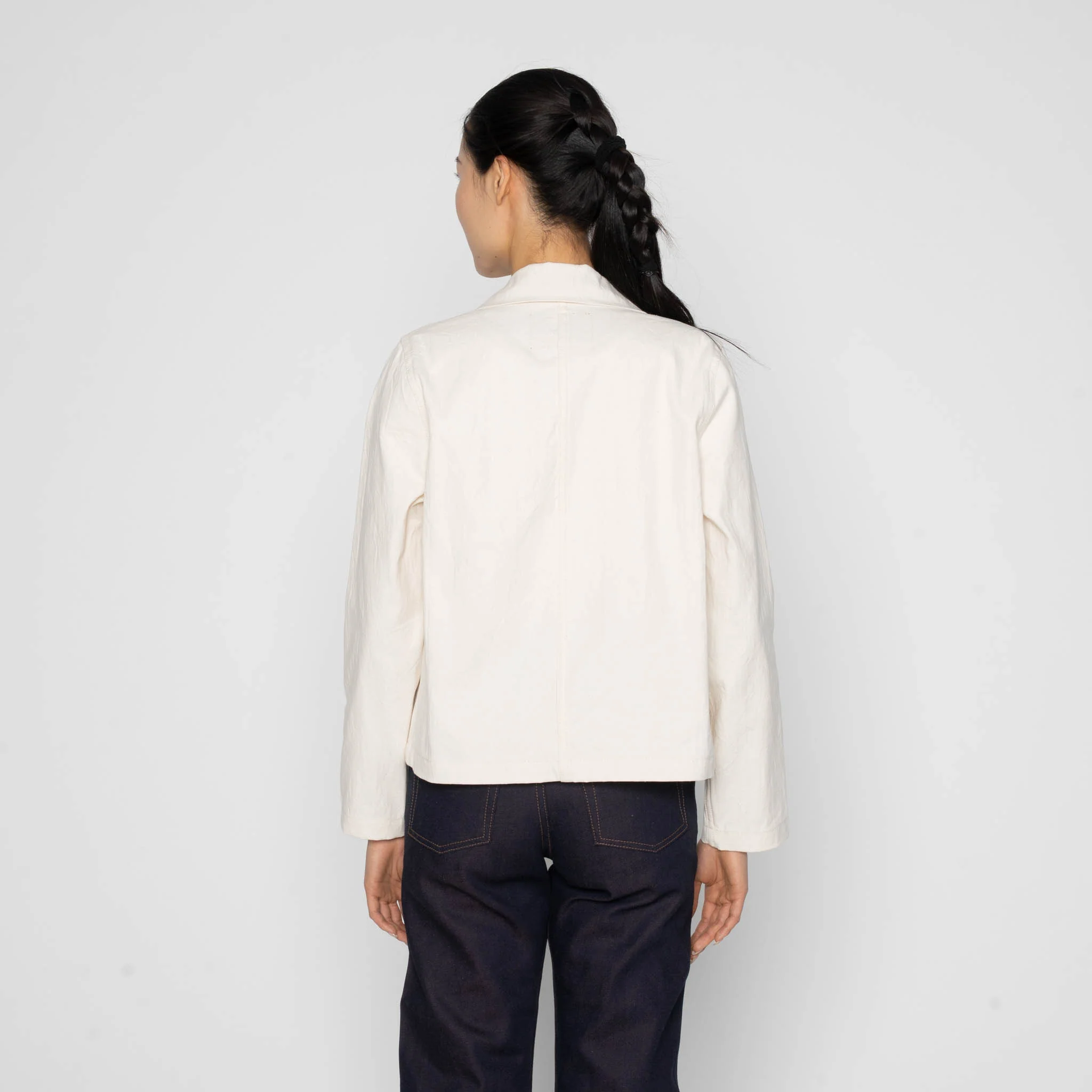 Gracie Jacket - Hard Twist Organic Herringbone - Ecru - Image 3