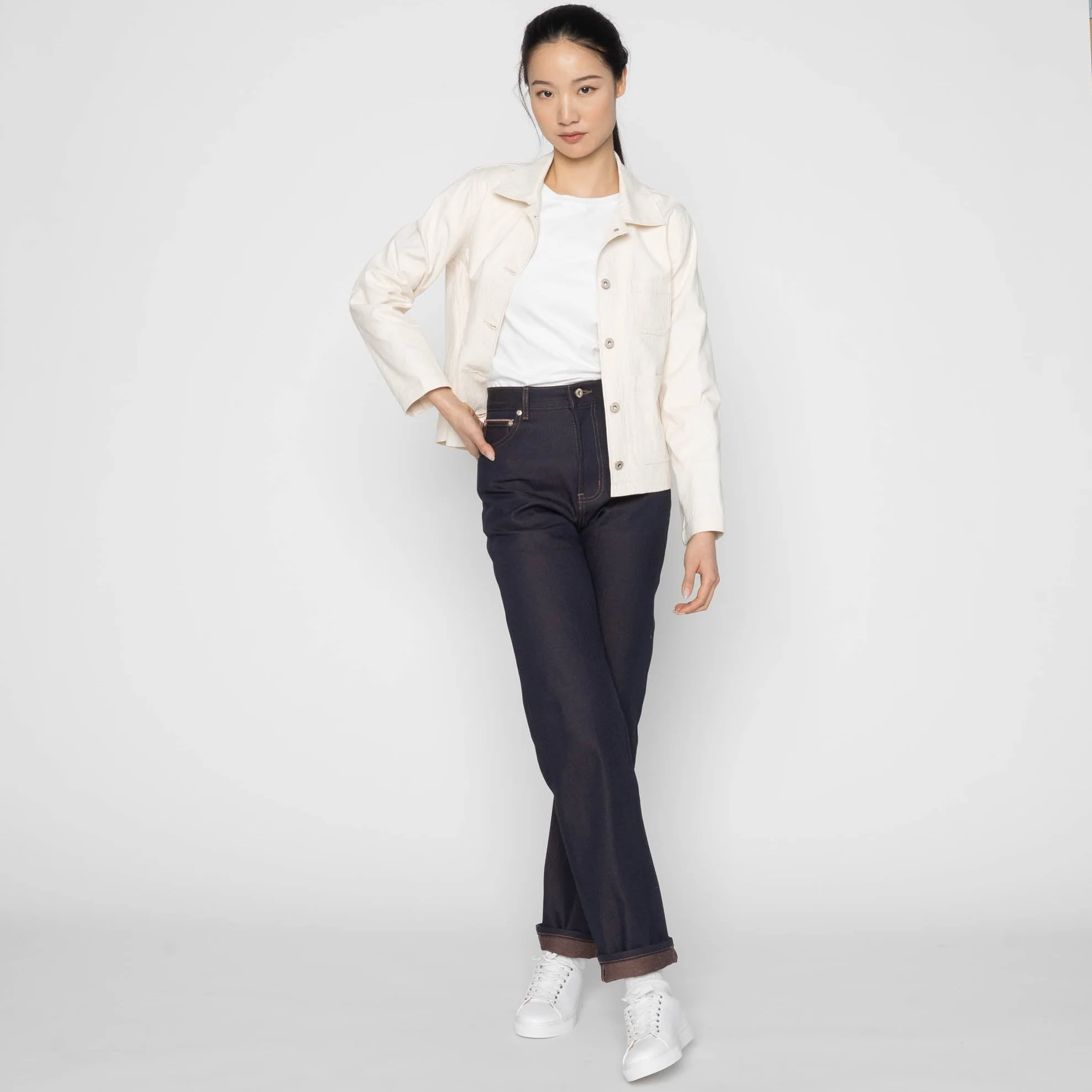 Gracie Jacket - Hard Twist Organic Herringbone - Ecru - Image 6