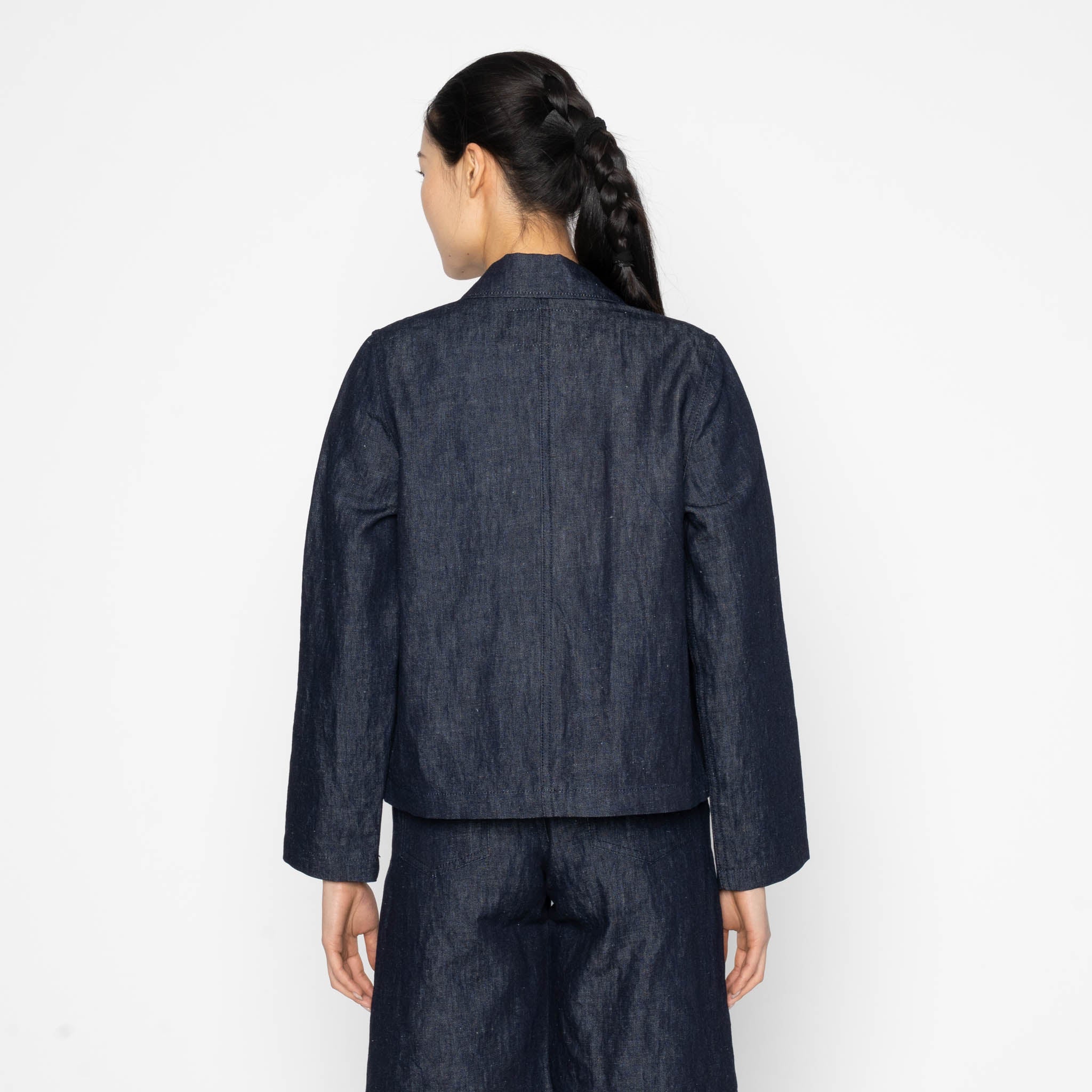 Gracie Jacket - Linen Blend Denim - Indigo - Image 4