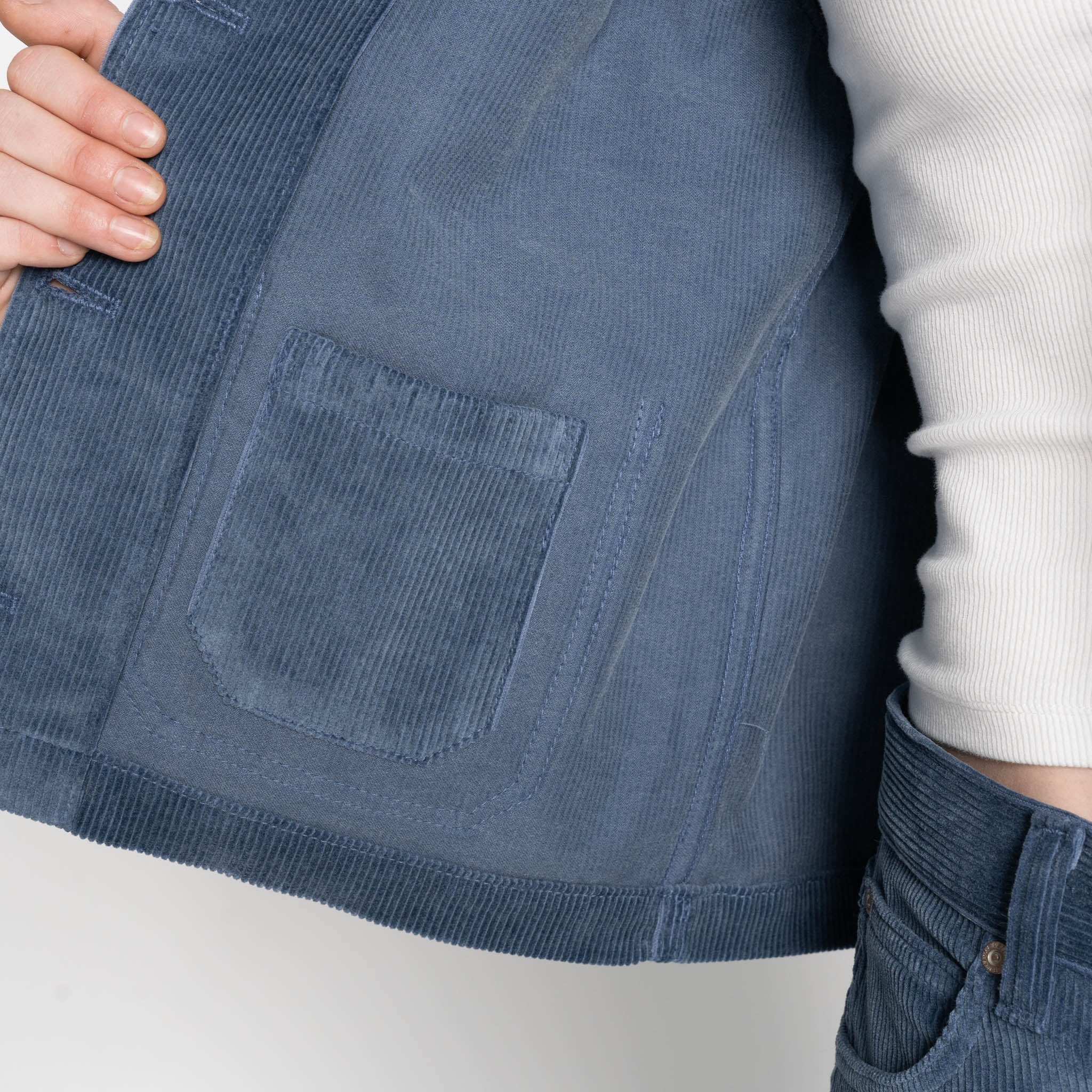 Gracie Jacket - Organic Faded Corduroy - Indigo - Image 6