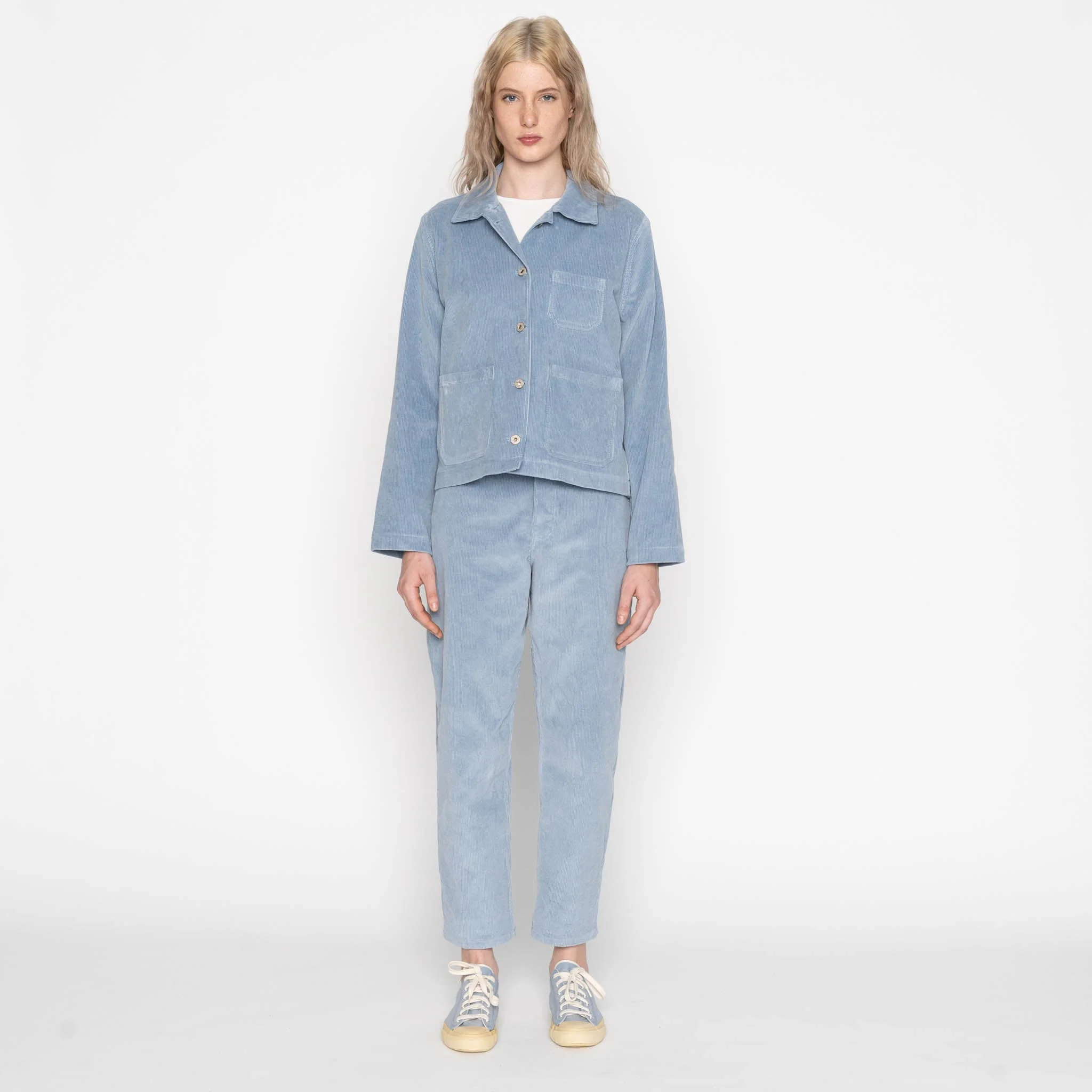Gracie Jacket - Organic Faded Corduroy - Pale Indigo - Image 8