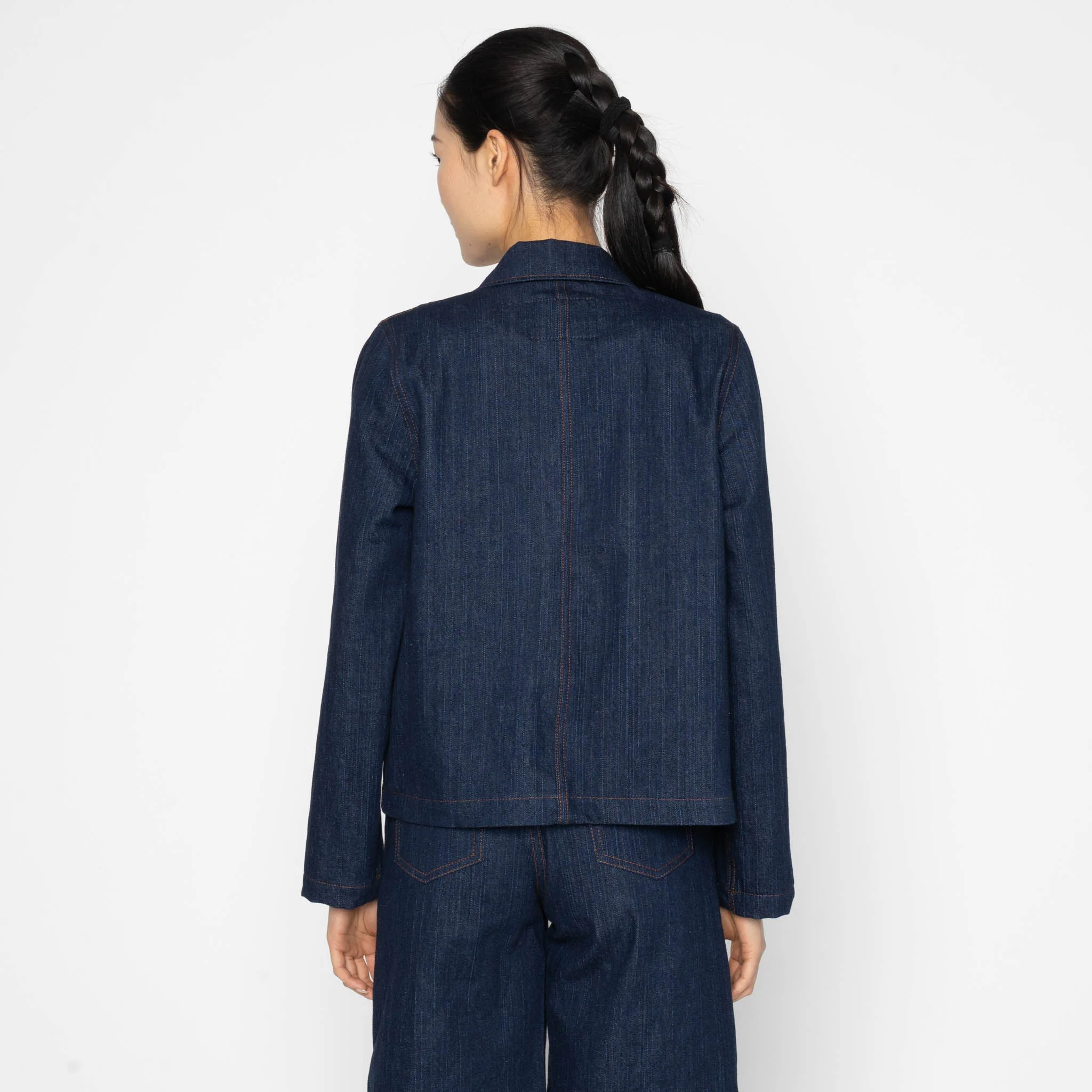 Gracie Jacket - Vertical Slub Denim - Indigo - Image 3