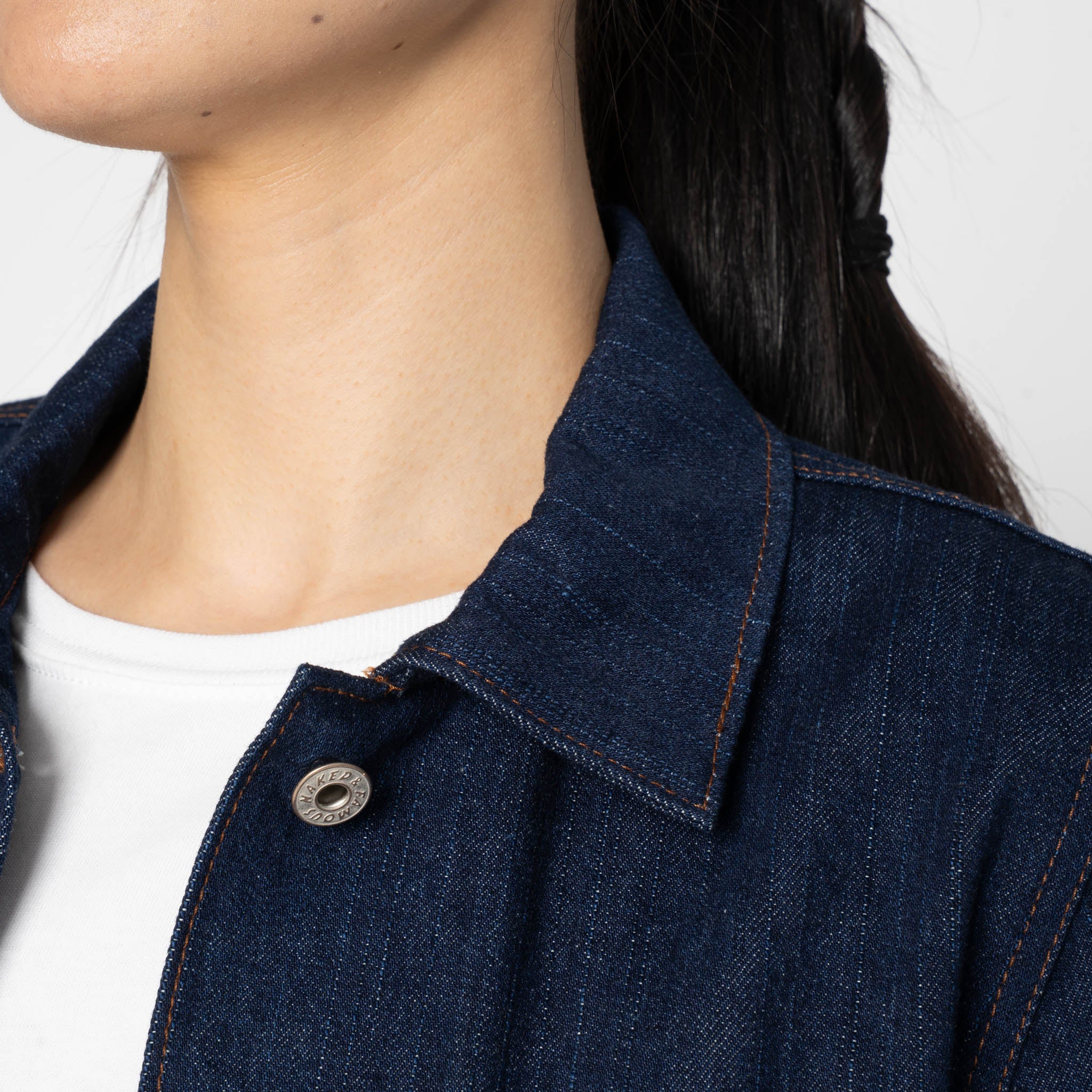 Gracie Jacket - Vertical Slub Denim - Indigo - Image 4
