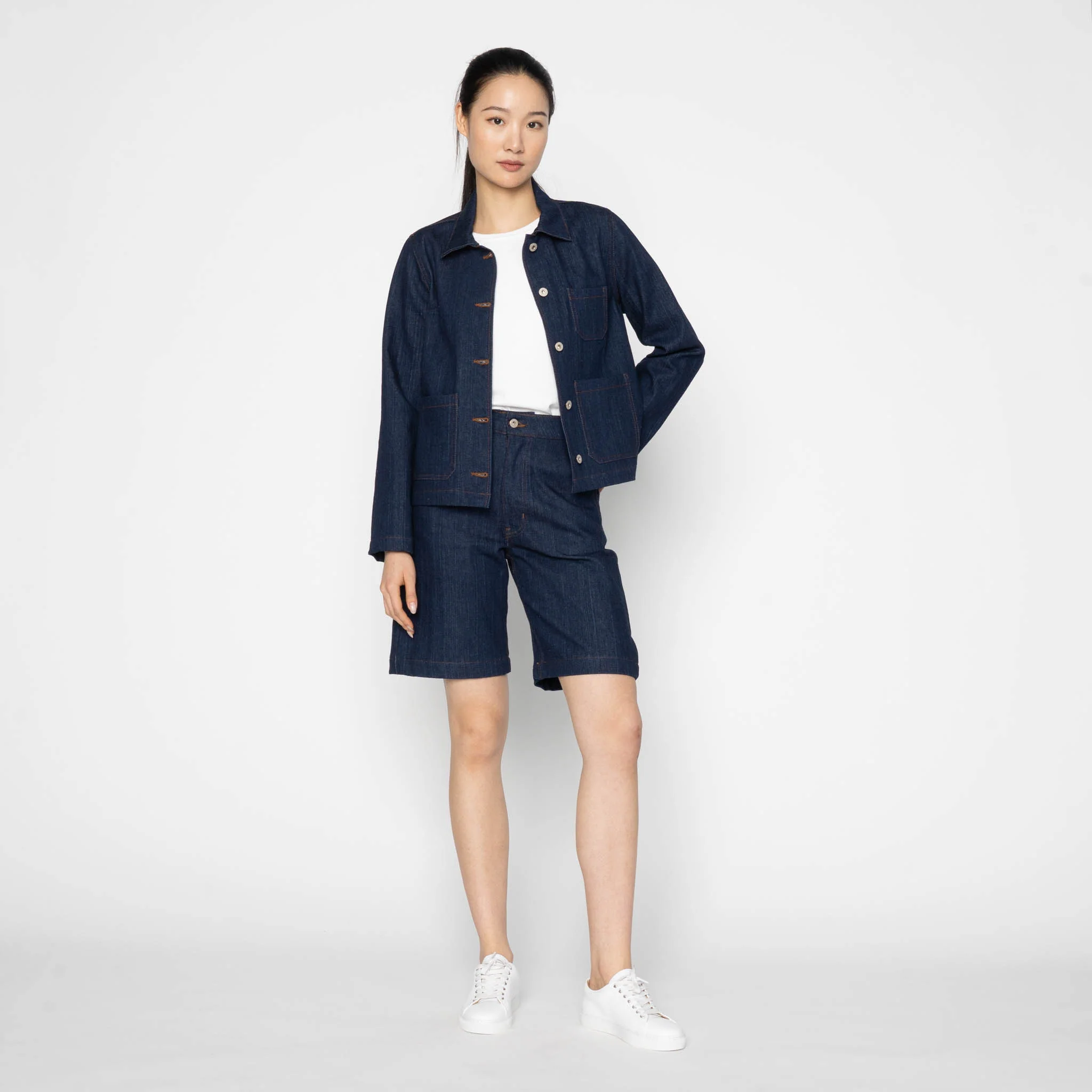 Gracie Jacket - Vertical Slub Denim - Indigo - Image 6