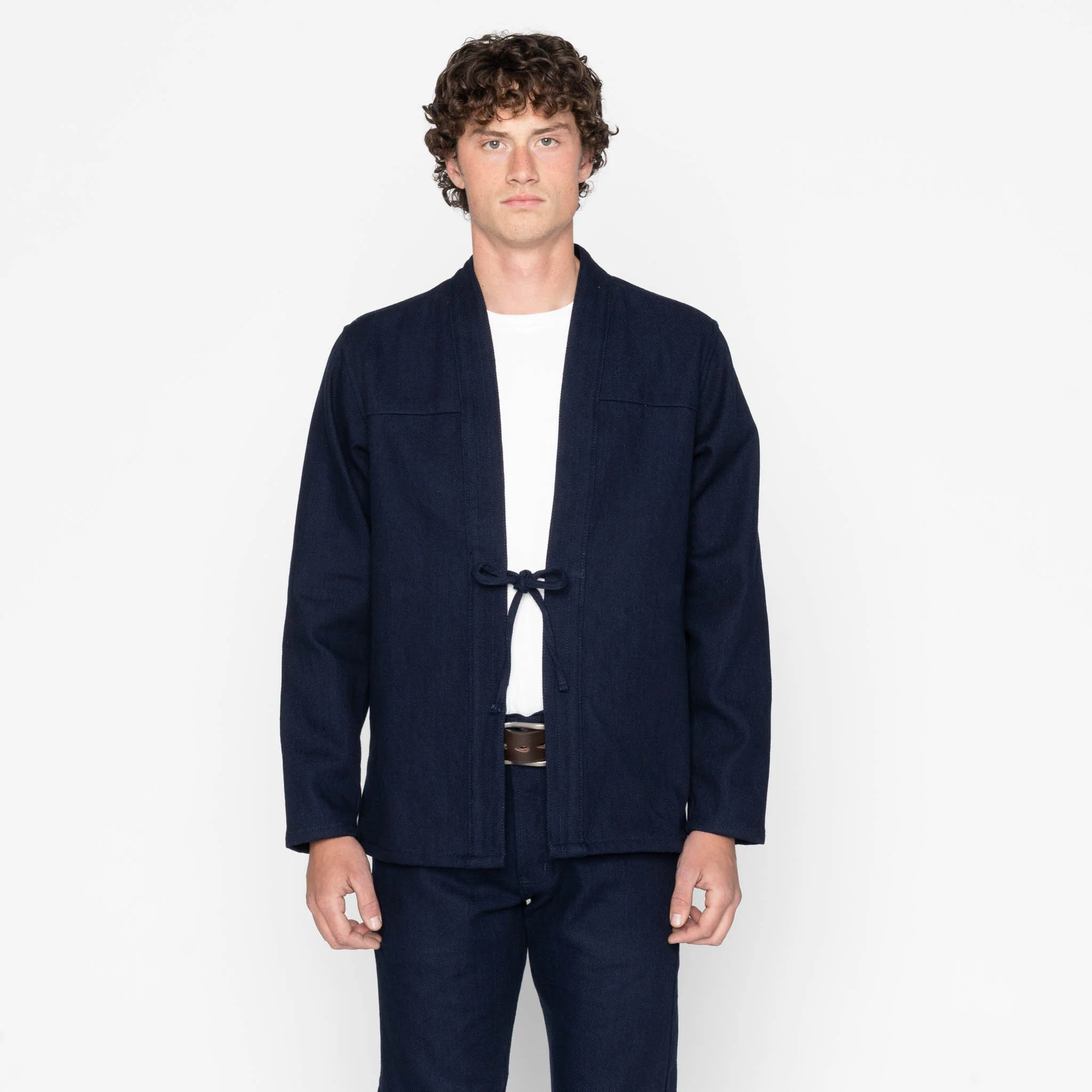 Kimono Shirt - Maekake Dobby - Indigo - Image 2