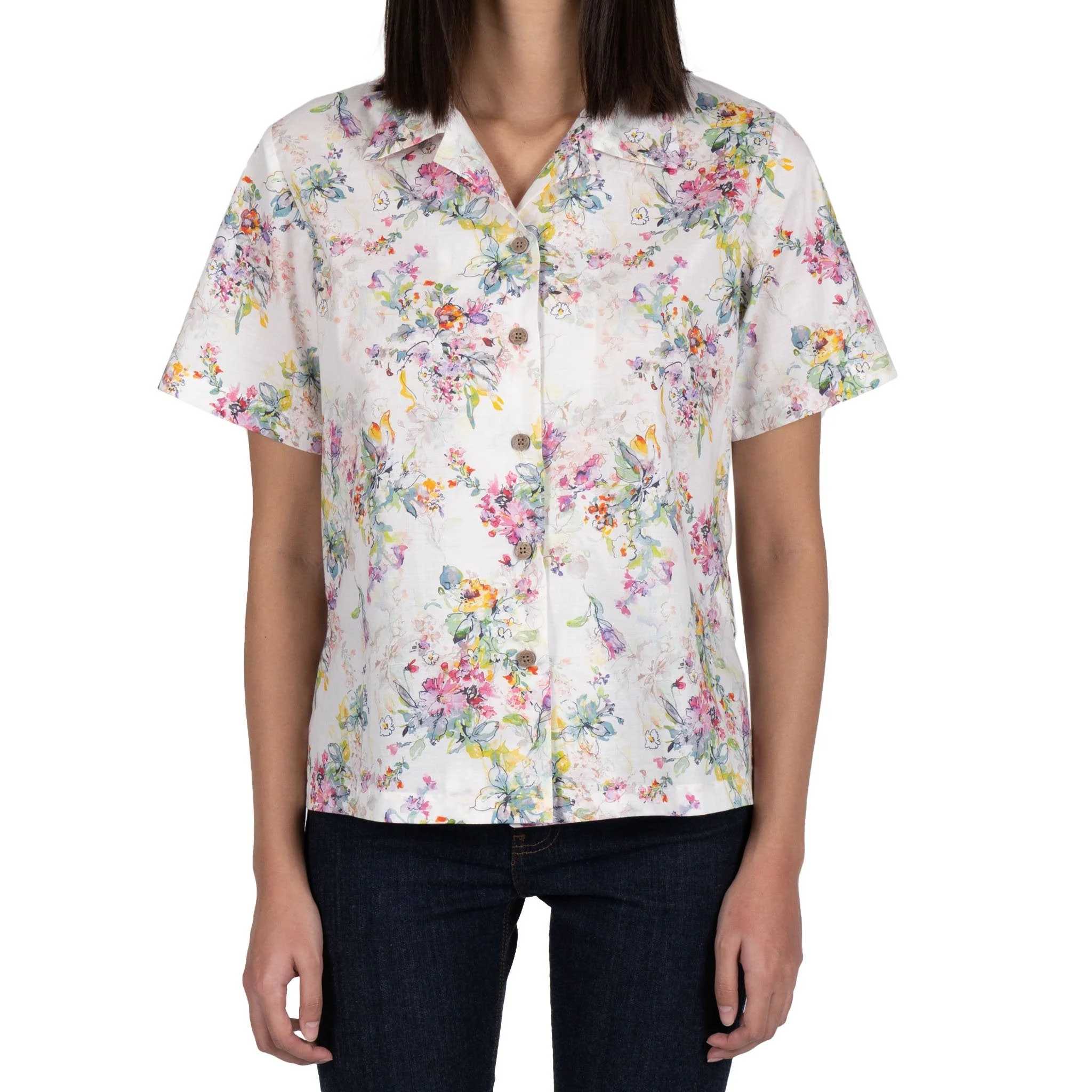 Camp Collar Shirt - Flower Painting - White - Image 2