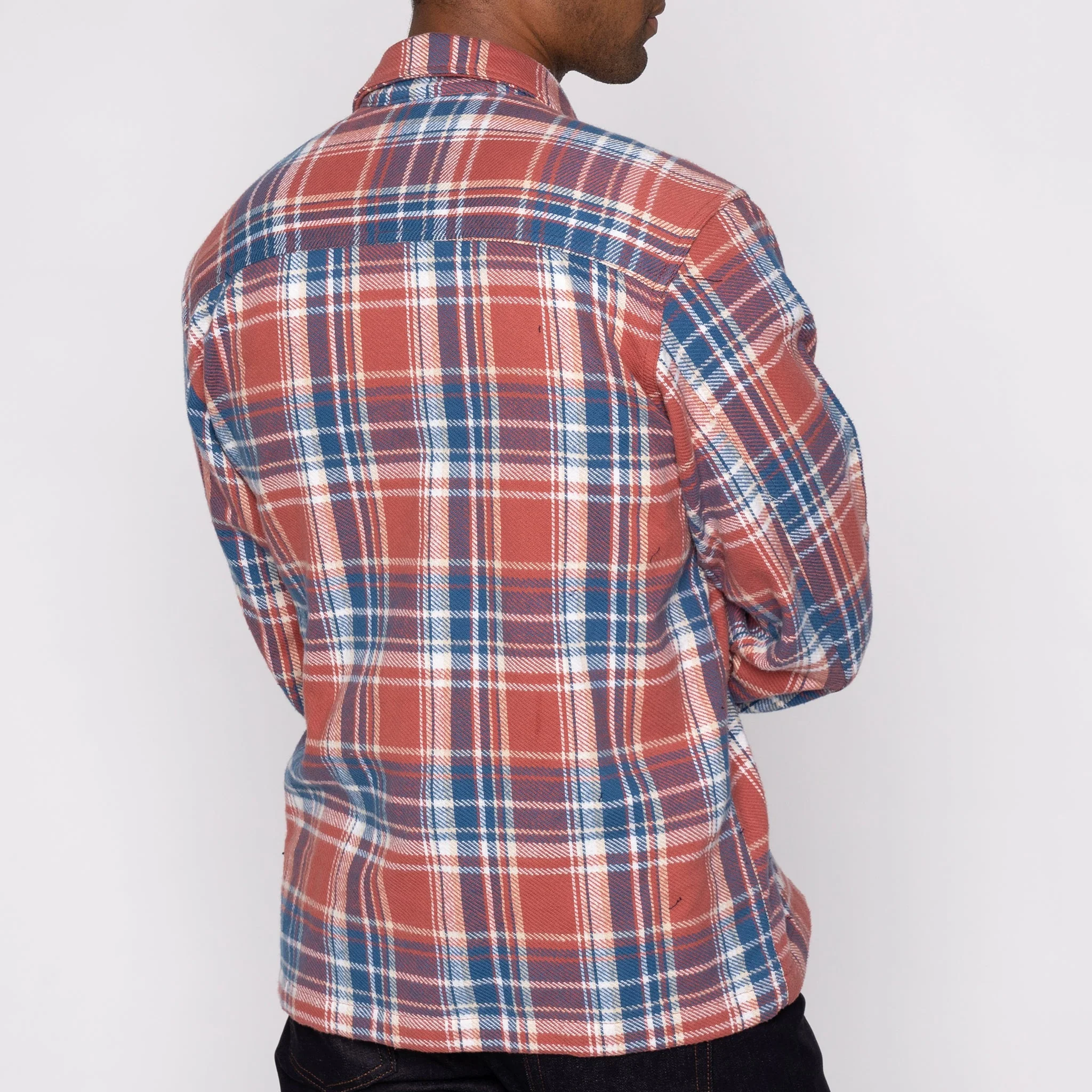 Over Shirt - Triple Yarn Twill Check Brush - Red - Image 3