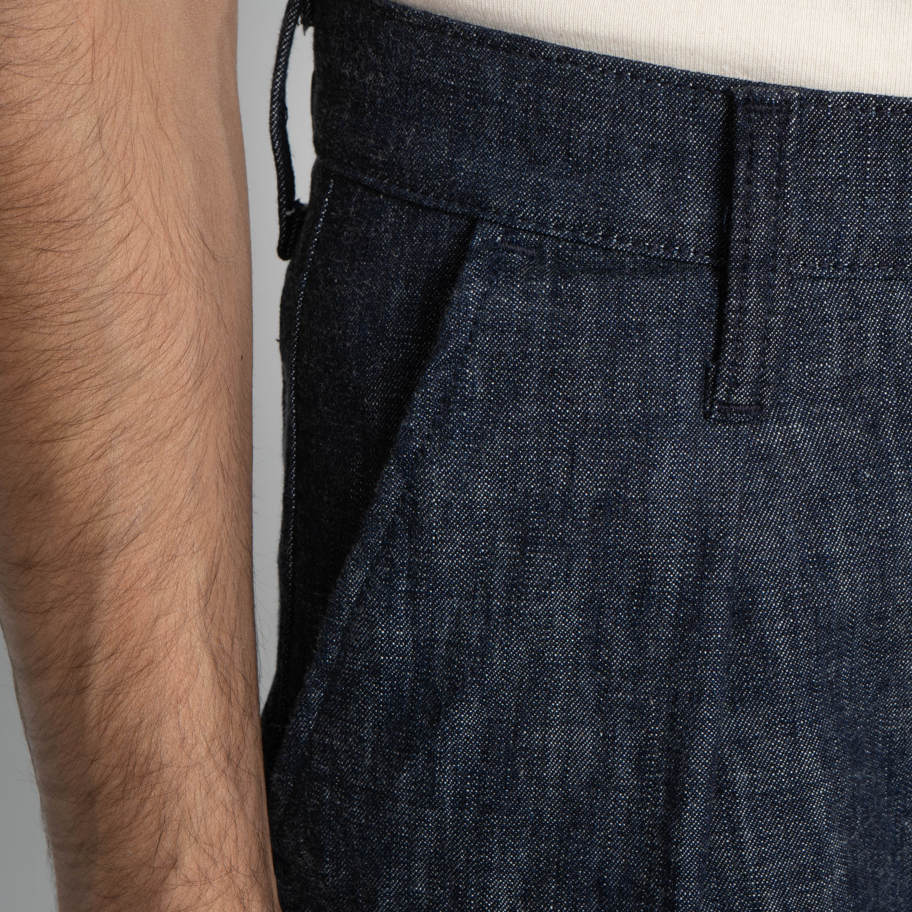 Pleated Trouser - 10oz Rinsed Denim - Indigo - Image 3