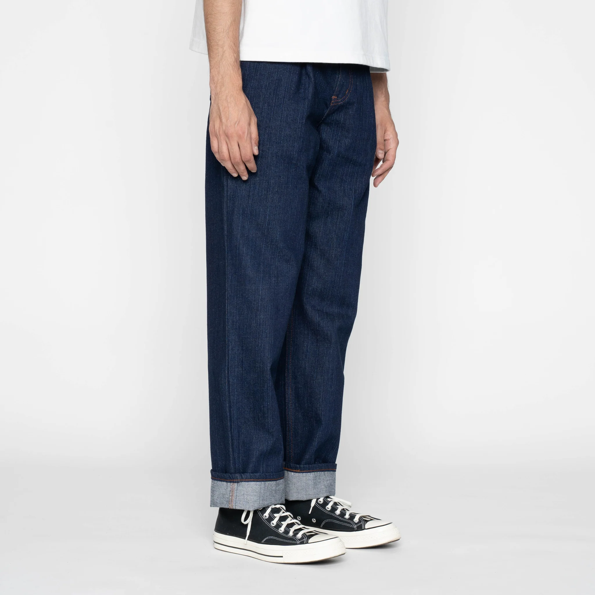 Pleated Trouser   -   Vertical Slub Denim - Image 3