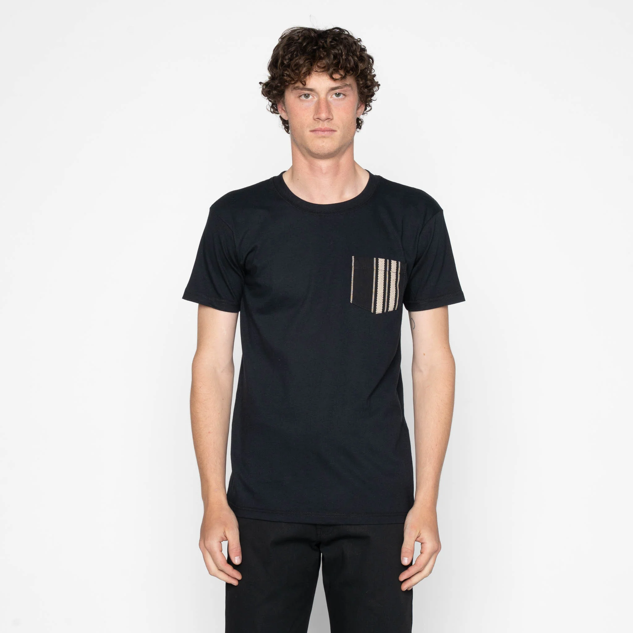 Pocket Tee - Black + Dobby Bands - Black - Image 2