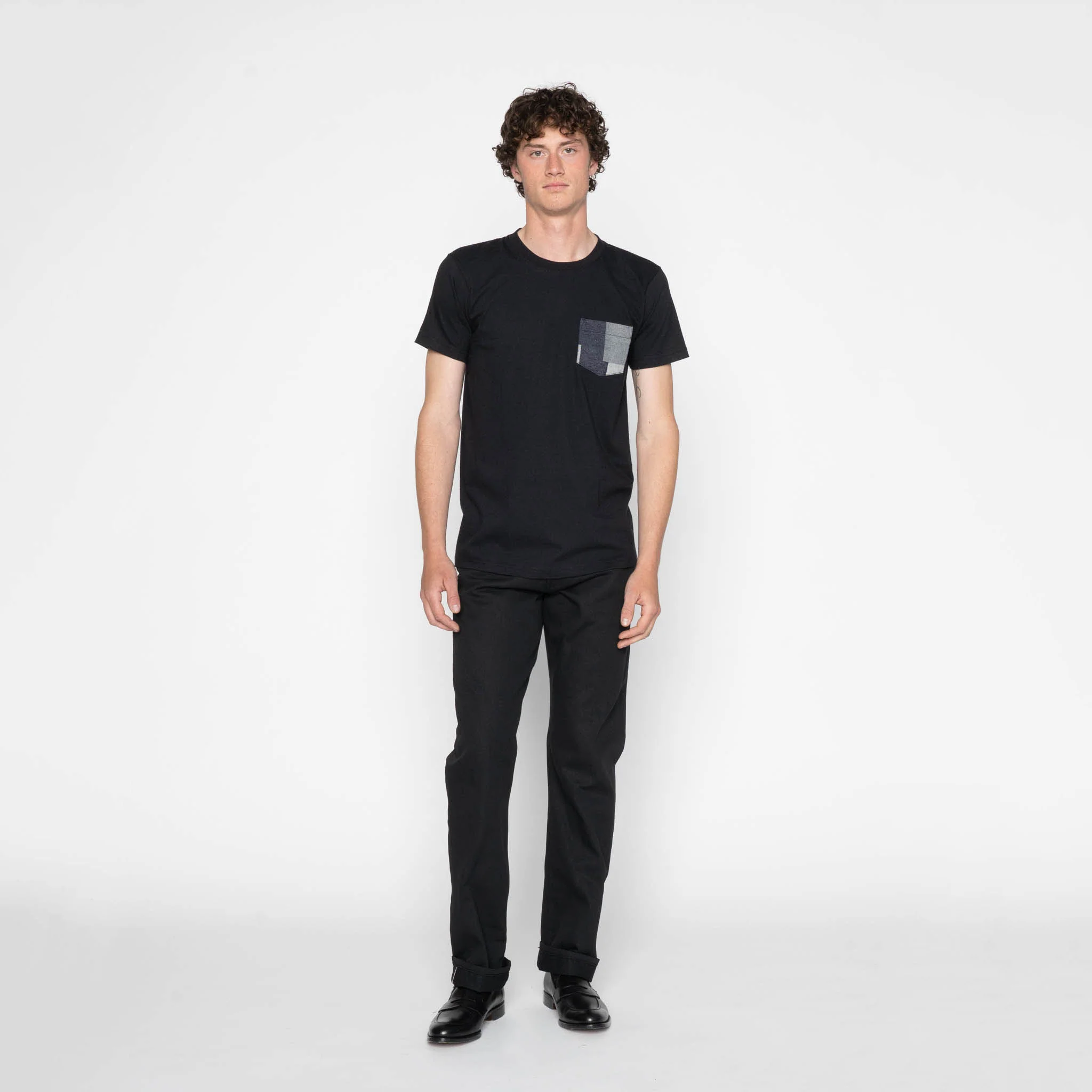 Pocket Tee - Black + Indigo Jacquard - Indigo - Image 6