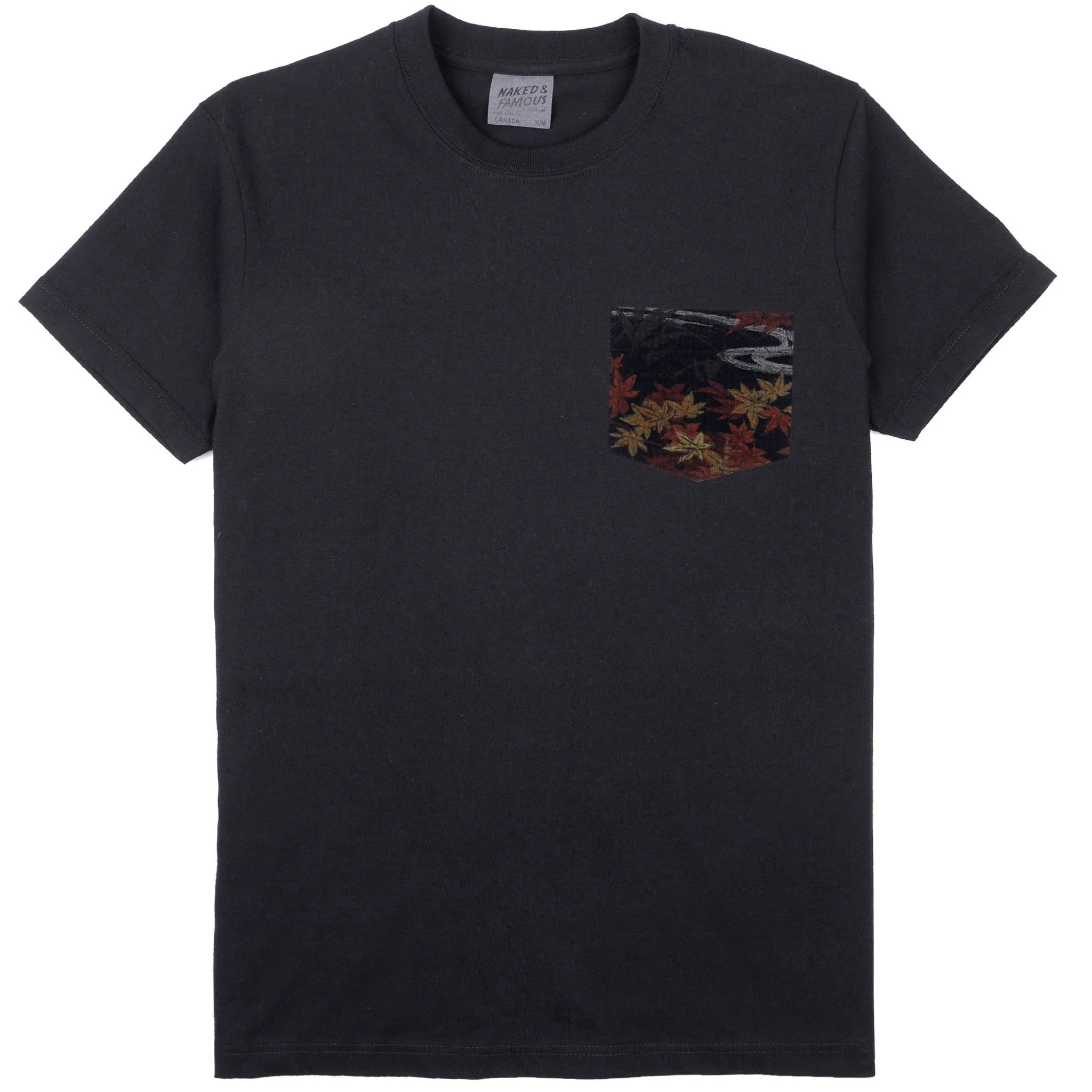 Pocket Tee - Black - Printed Autumn - Navy