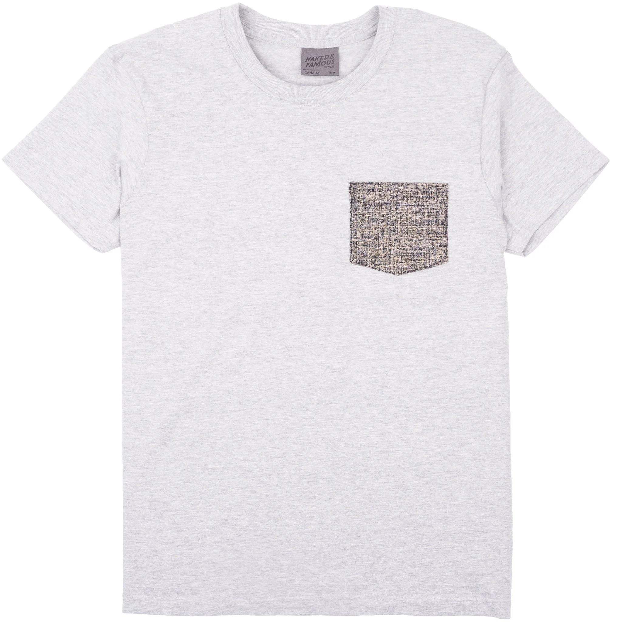 Pocket Tee - Heather Grey - Kimono Scramble - Indigo