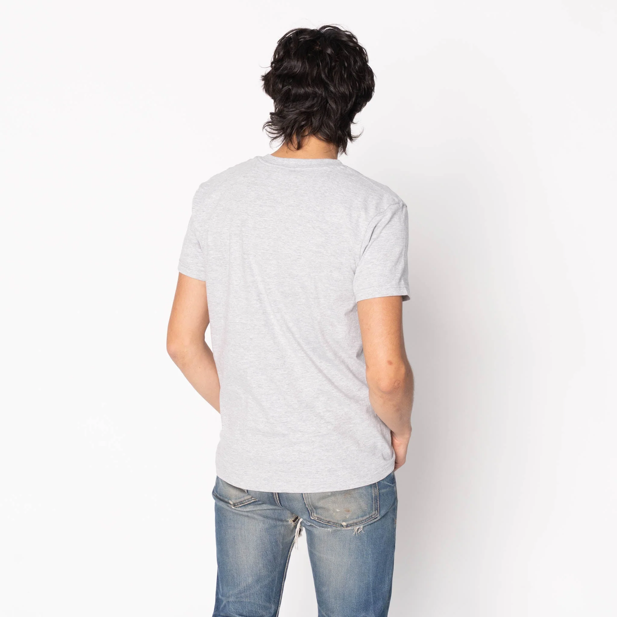 Pocket Tee - Heather Grey - Kimono Scramble - Indigo - Image 3