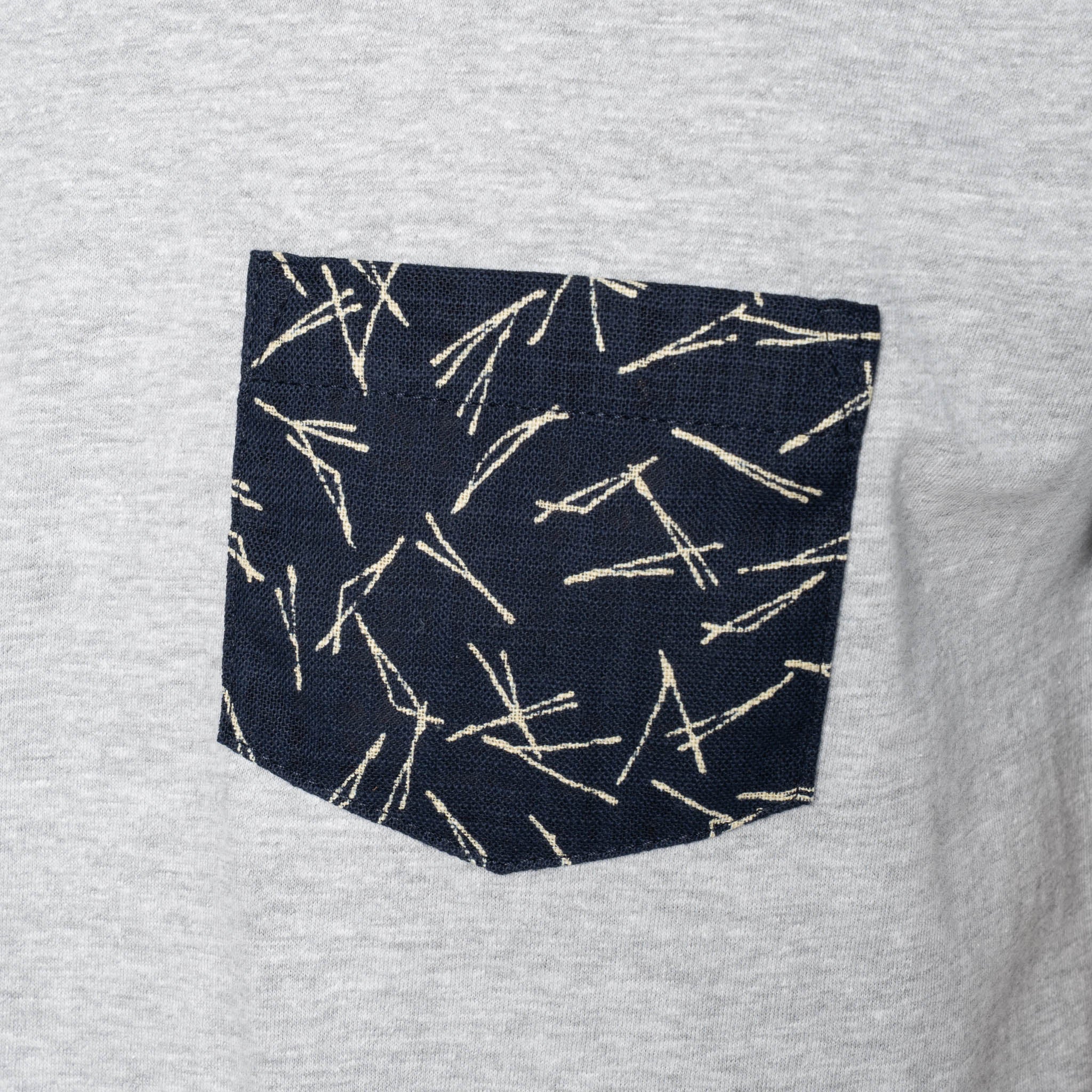 Pocket Tee - Heather Grey + Matsuba Pine Needles - Indigo - Image 5