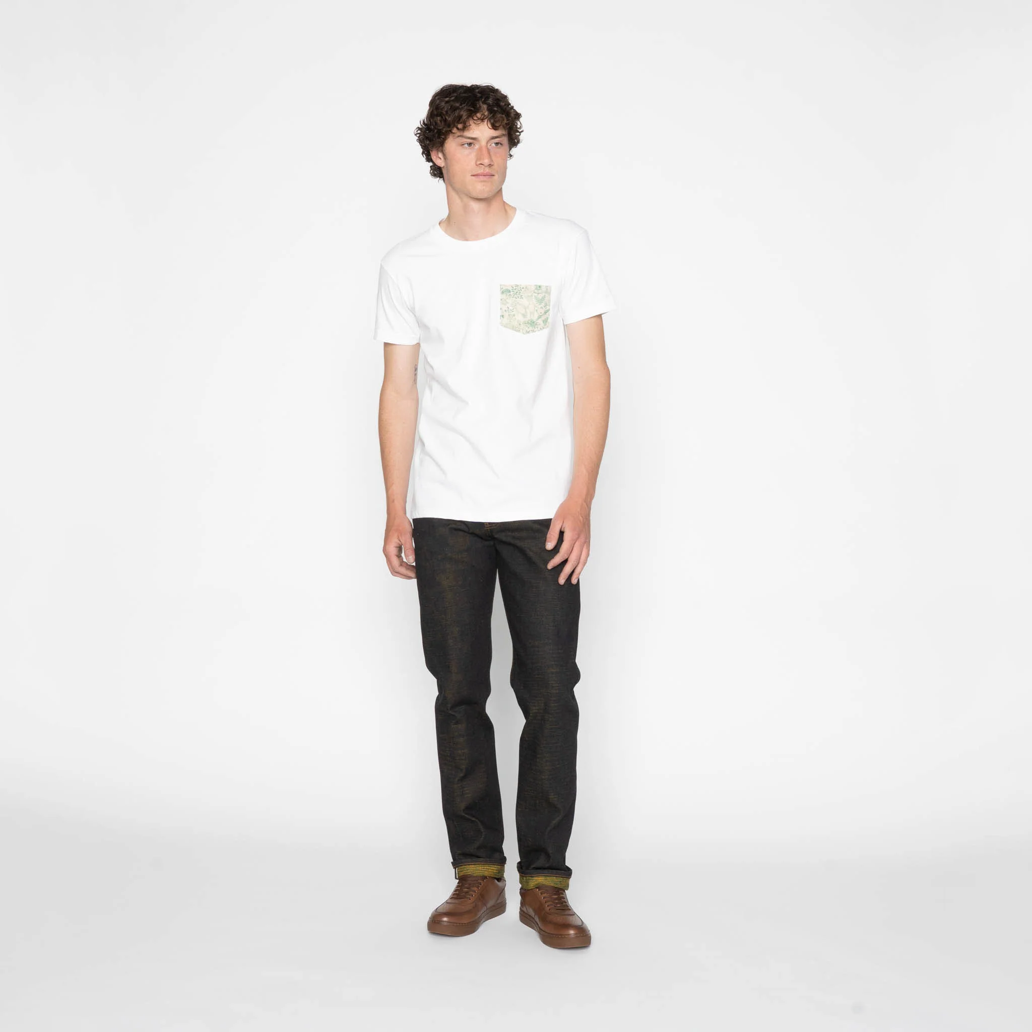 Pocket Tee - White + Linen Animals - Green - Image 6
