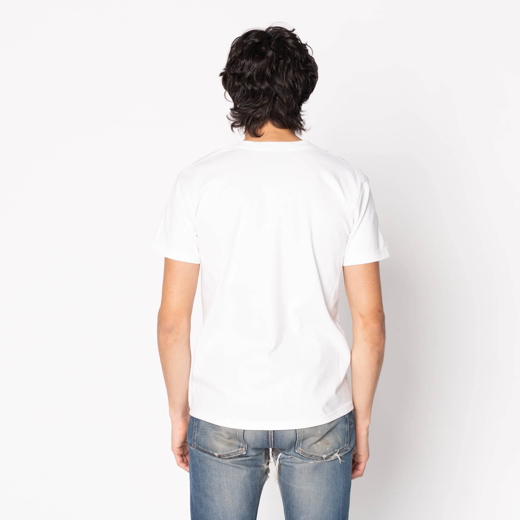 Pocket Tee - White - Printed Autumn - Navy - Image 3