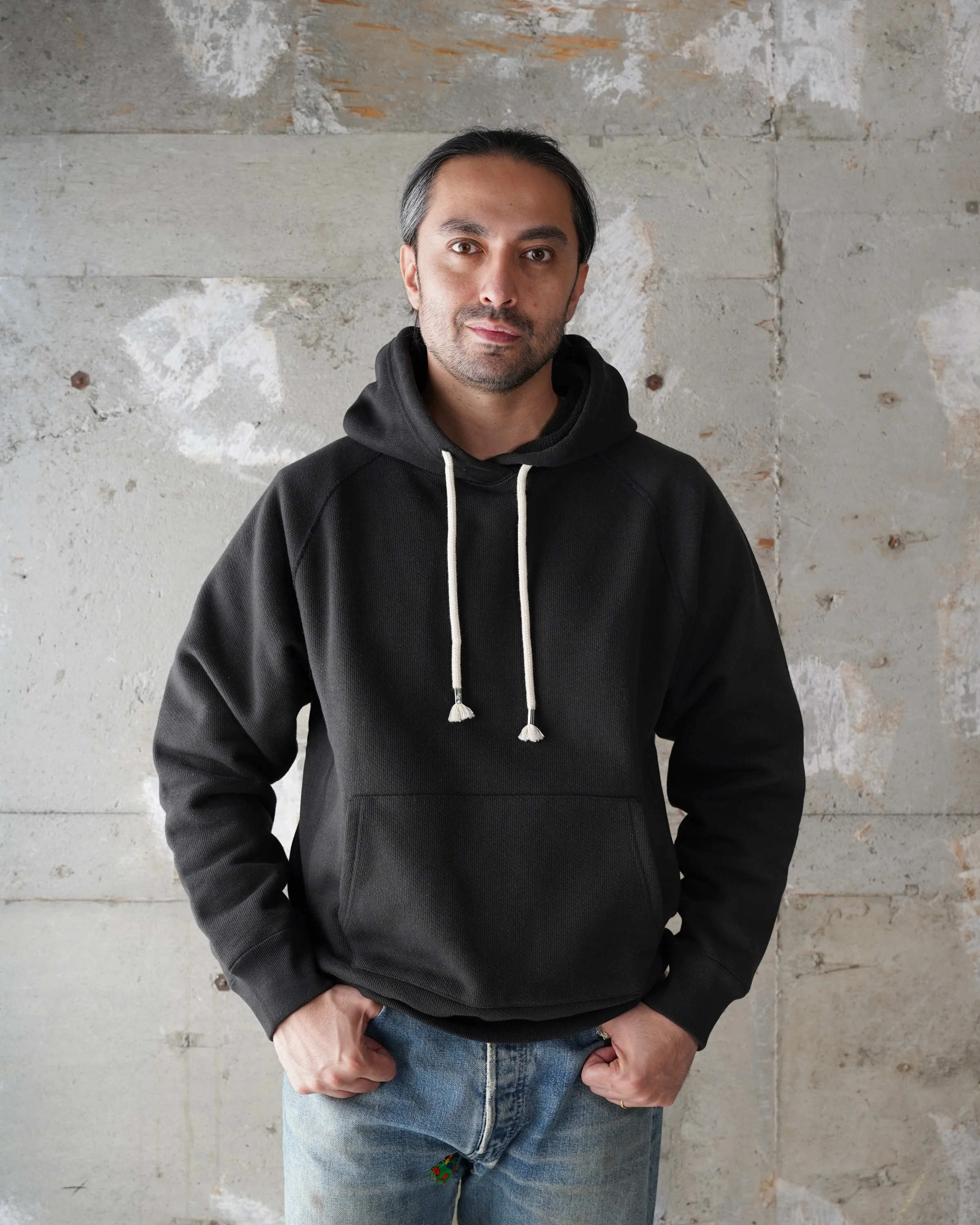 Pullover Hoodie - 876gsm Double Heavyweight French Terry - Sumi Black - Image 2